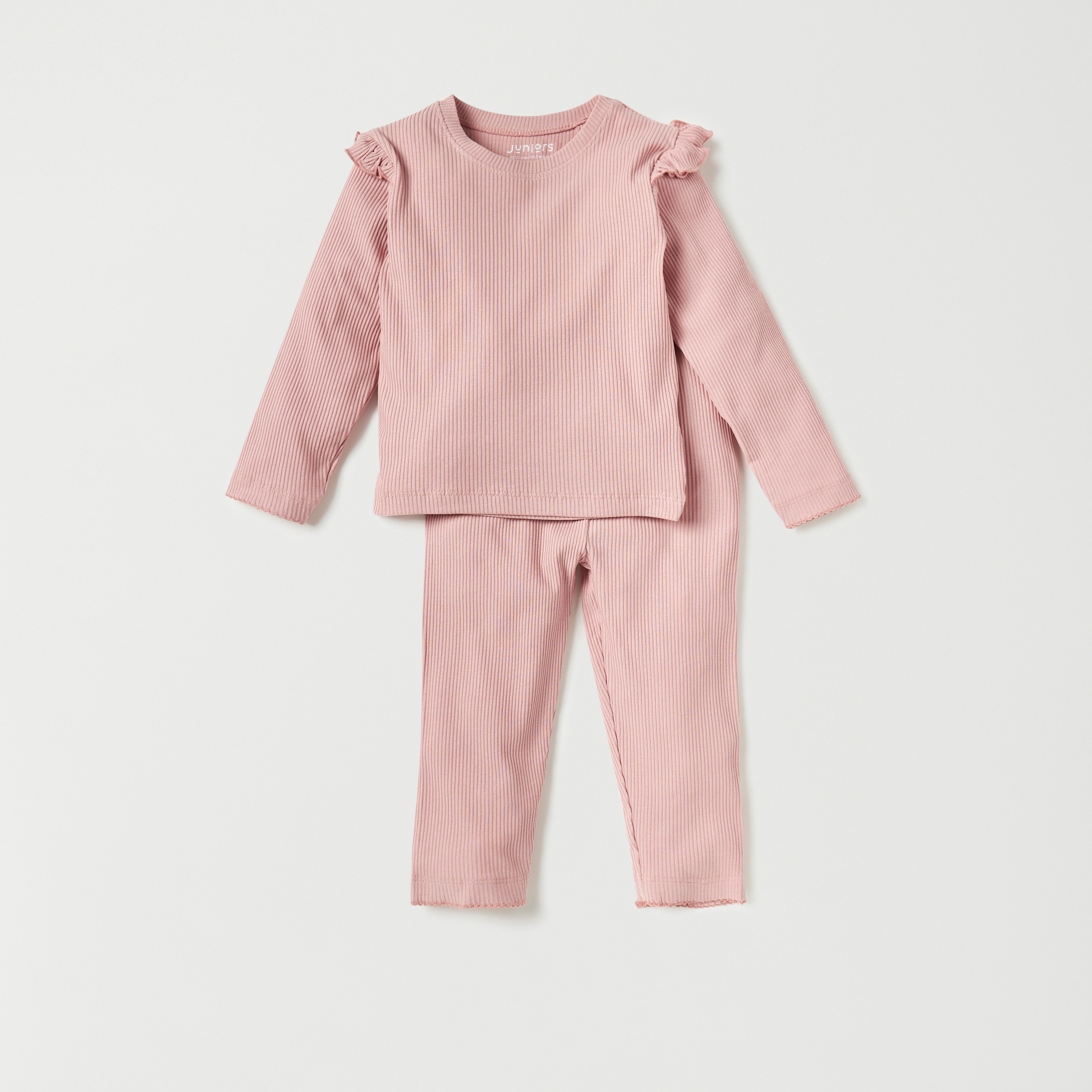 Juniors Ribbed T-shirt and Pyjama - Set of 3-baby-girls-clothing-nightwear-pyjamasets-image-2
