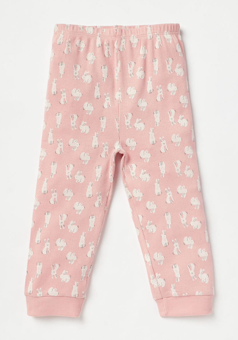 Juniors Bunny Print Long Sleeves T-shirt and Pyjama Set-Pyjama Sets-image-2
