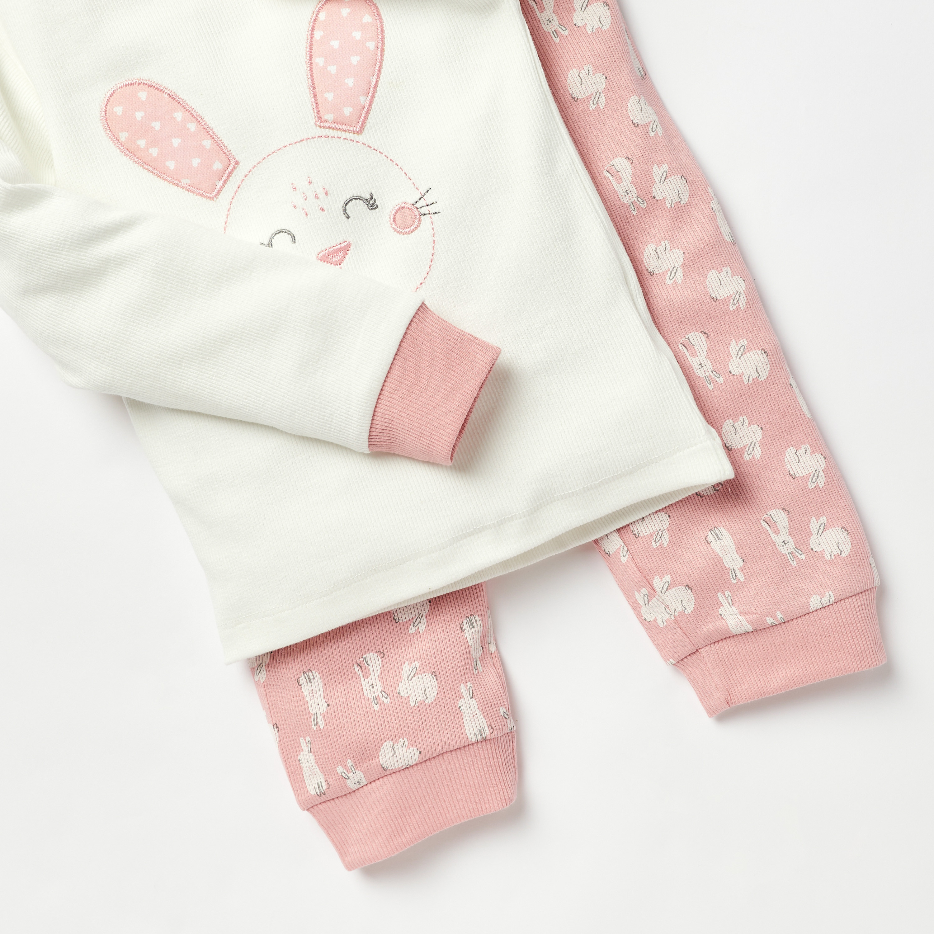 Juniors Bunny Print Long Sleeves T-shirt and Pyjama Set-baby-girls-clothing-nightwear-pyjamasets-image-5
