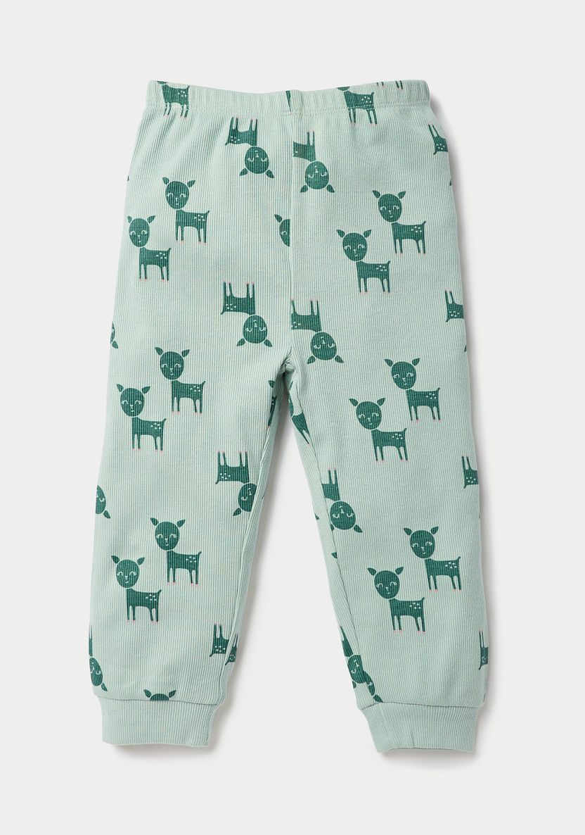 Juniors Animal Print Long Sleeves T-shirt and Pyjama Set-Pyjama Sets-image-2