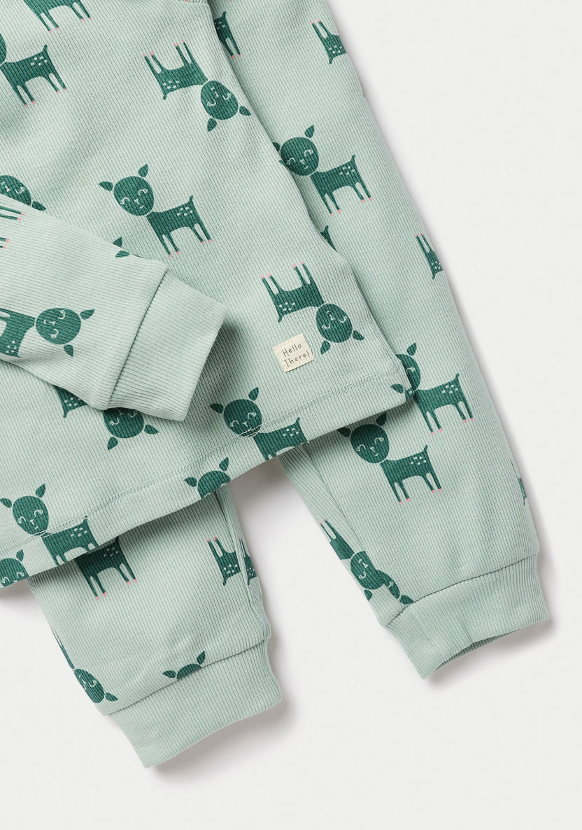 Juniors Animal Print Long Sleeves T-shirt and Pyjama Set-Pyjama Sets-image-4