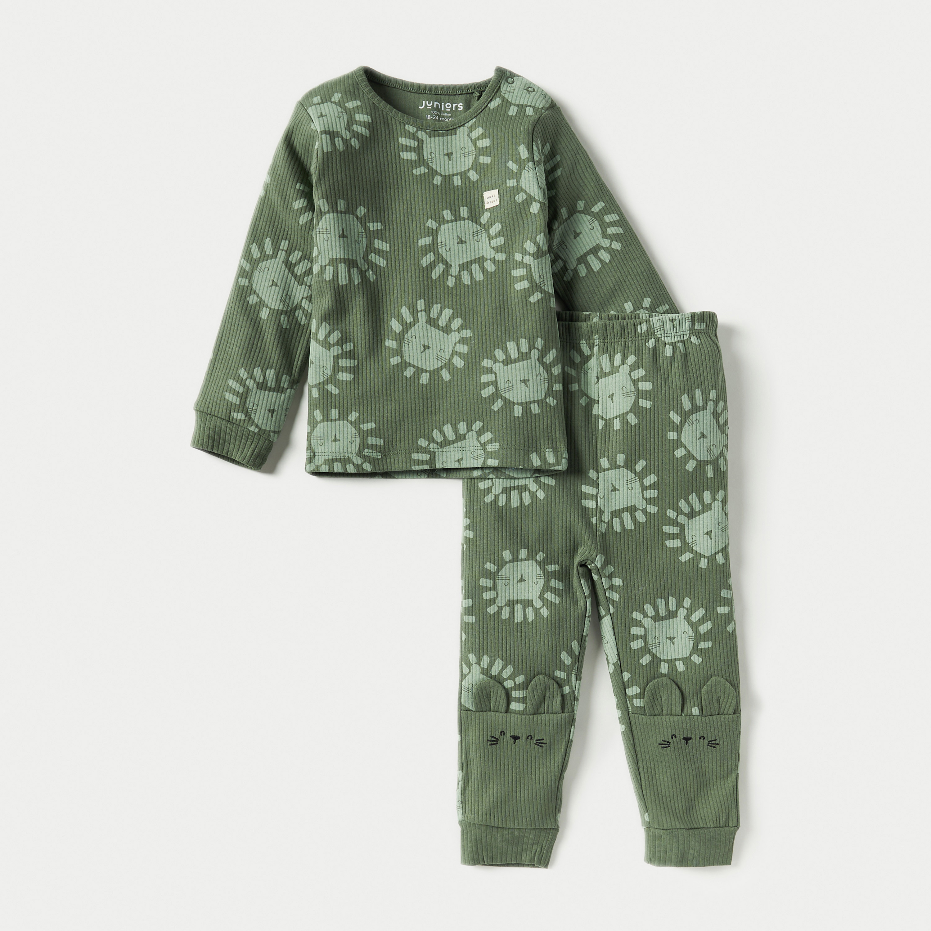 Juniors All-Over Lion Print T-shirt and Pyjama Set-baby-boys-clothing-nightwear-pyjamasets-image-1