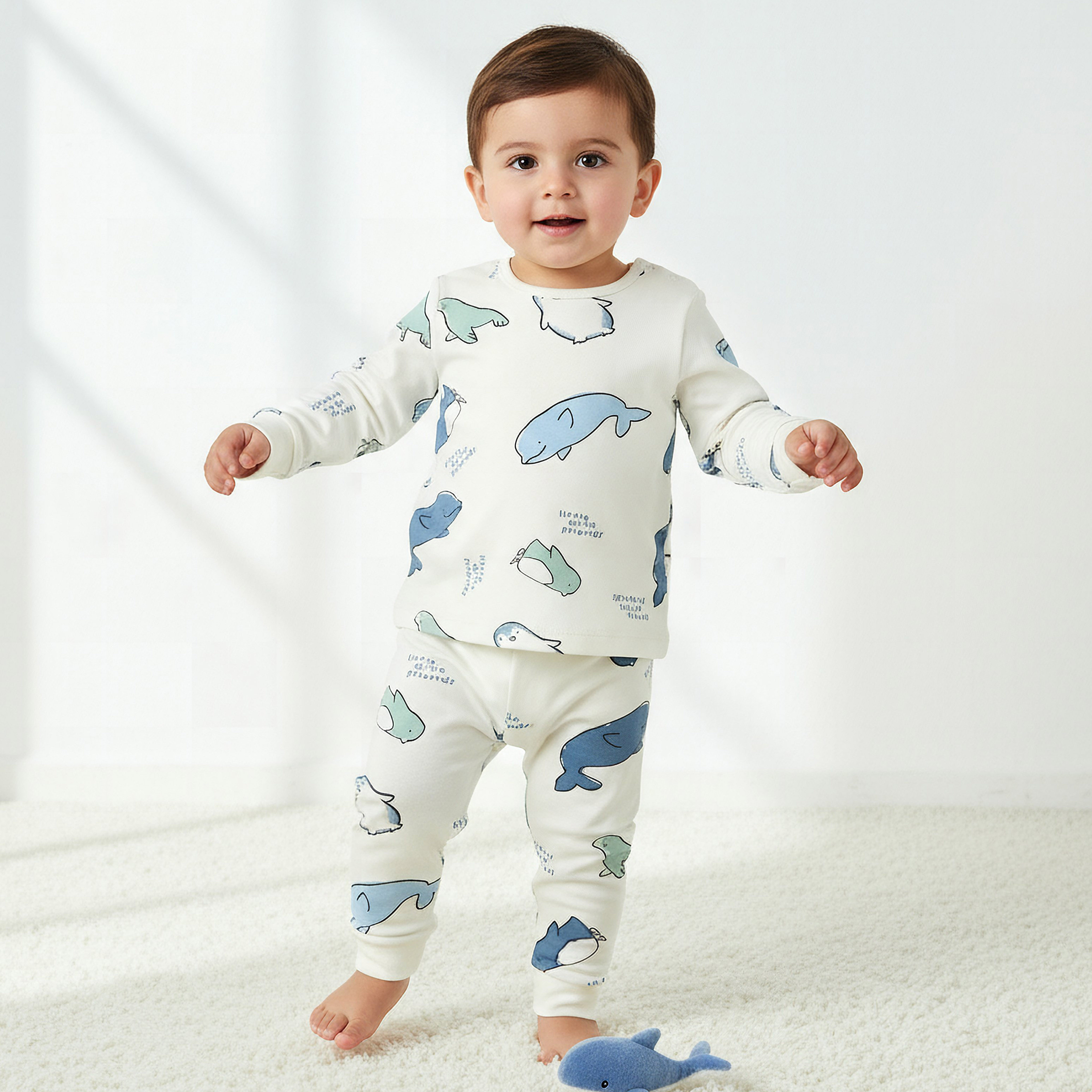 Pack of 3 Juniors Cotton Crew Neck Long Sleeves Pyjama Set with Print-baby-boys-clothing-nightwear-pyjamasets-image-2