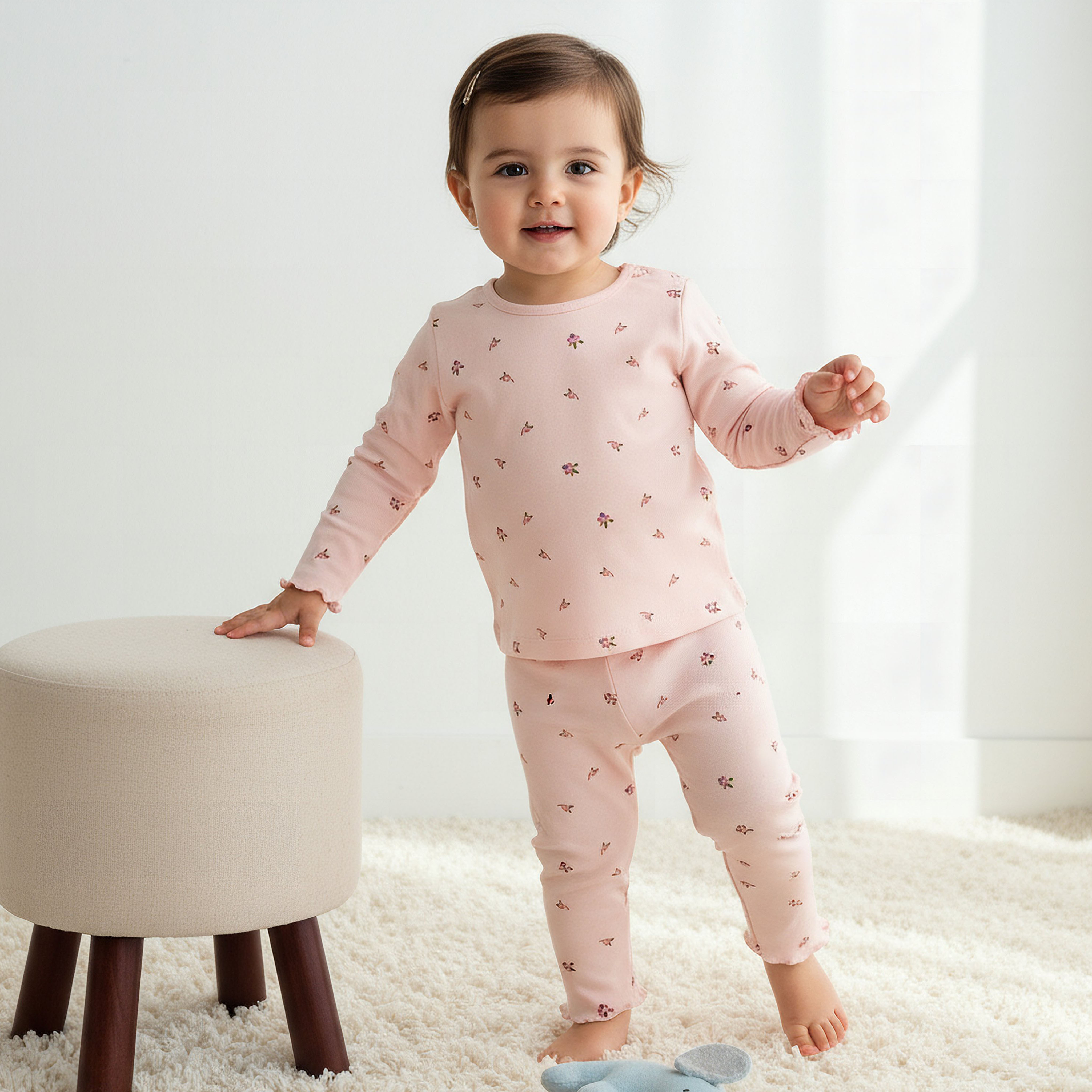Pack of 3 Juniors Cotton Crew Neck Long Sleeves Pyjama Set with Floral Print-baby-girls-clothing-nightwear-pyjamasets-image-2