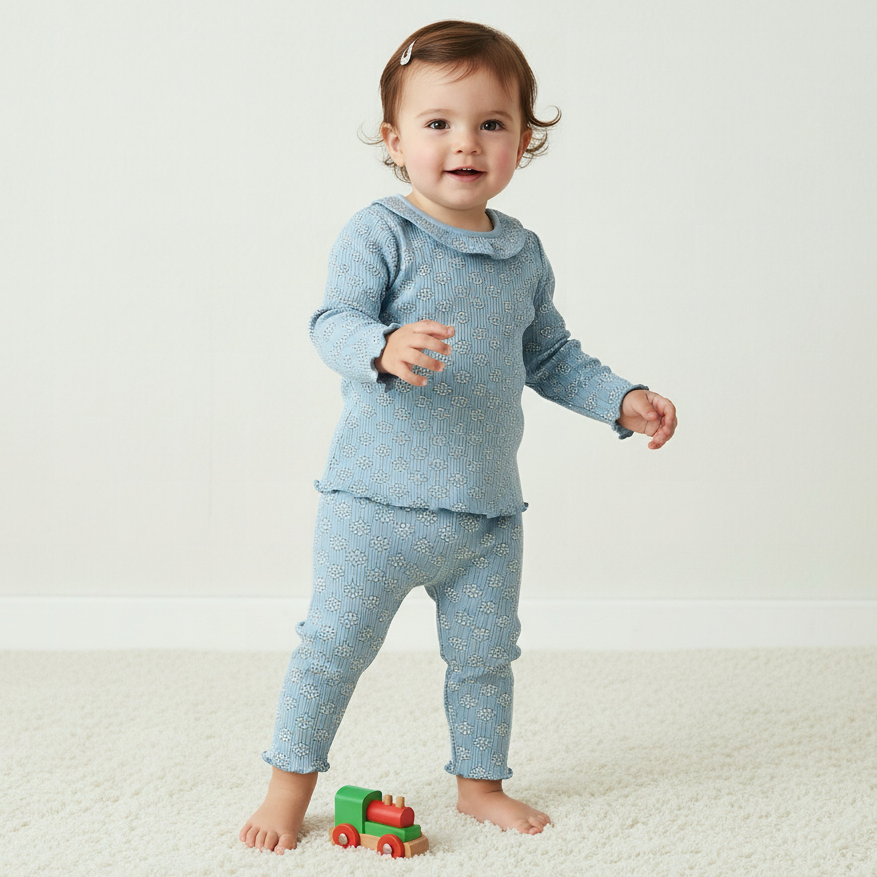 Juniors Cotton Crew Neck Long Sleeves Pyjama Set with Floral Print - Pack of 3-baby-girls-clothing-nightwear-pyjamasets-image-2