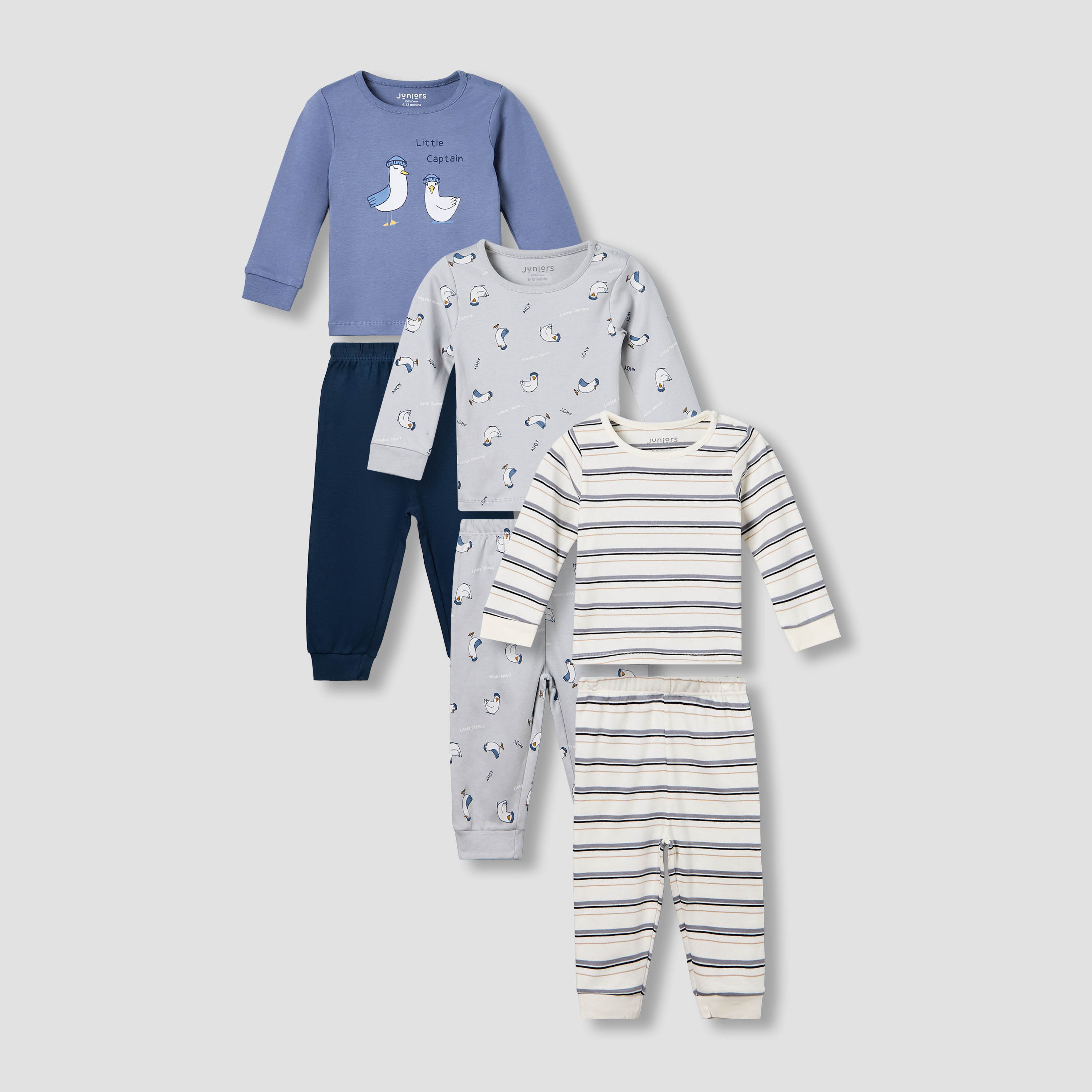 Set of 3 Juniors Cotton Long Sleeves Pyjama Set with Duck Print-baby-boys-clothing-nightwear-pyjamasets-image-1
