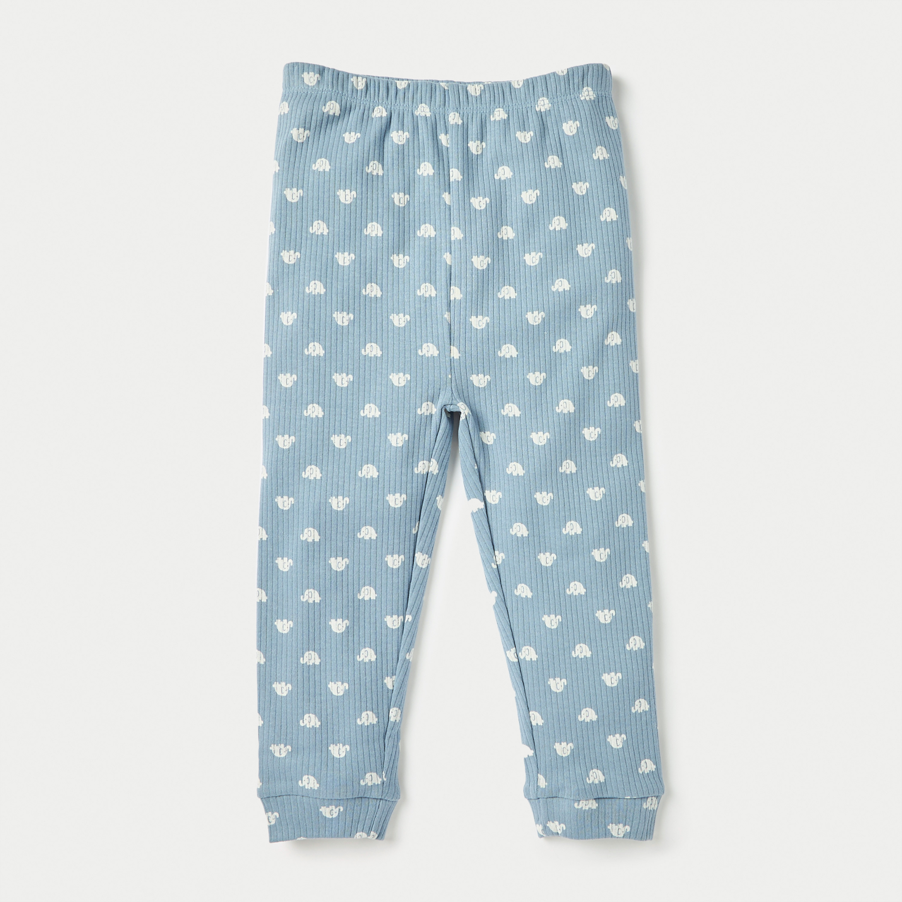 Juniors All-Over Elephant Print Long Sleeves T-shirt and Elasticated Pyjama Set-baby-boys-clothing-nightwear-pyjamasets-image-3