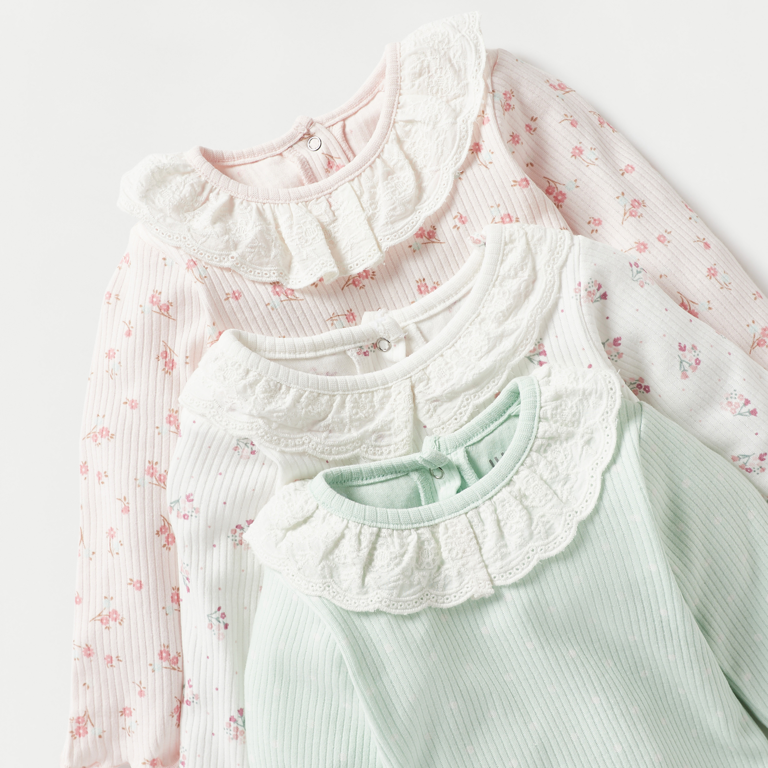 Juniors Ribbed Long Sleeves T-shirt and Elasticated Pyjama Set - Set of 3-baby-girls-clothing-nightwear-pyjamasets-image-5