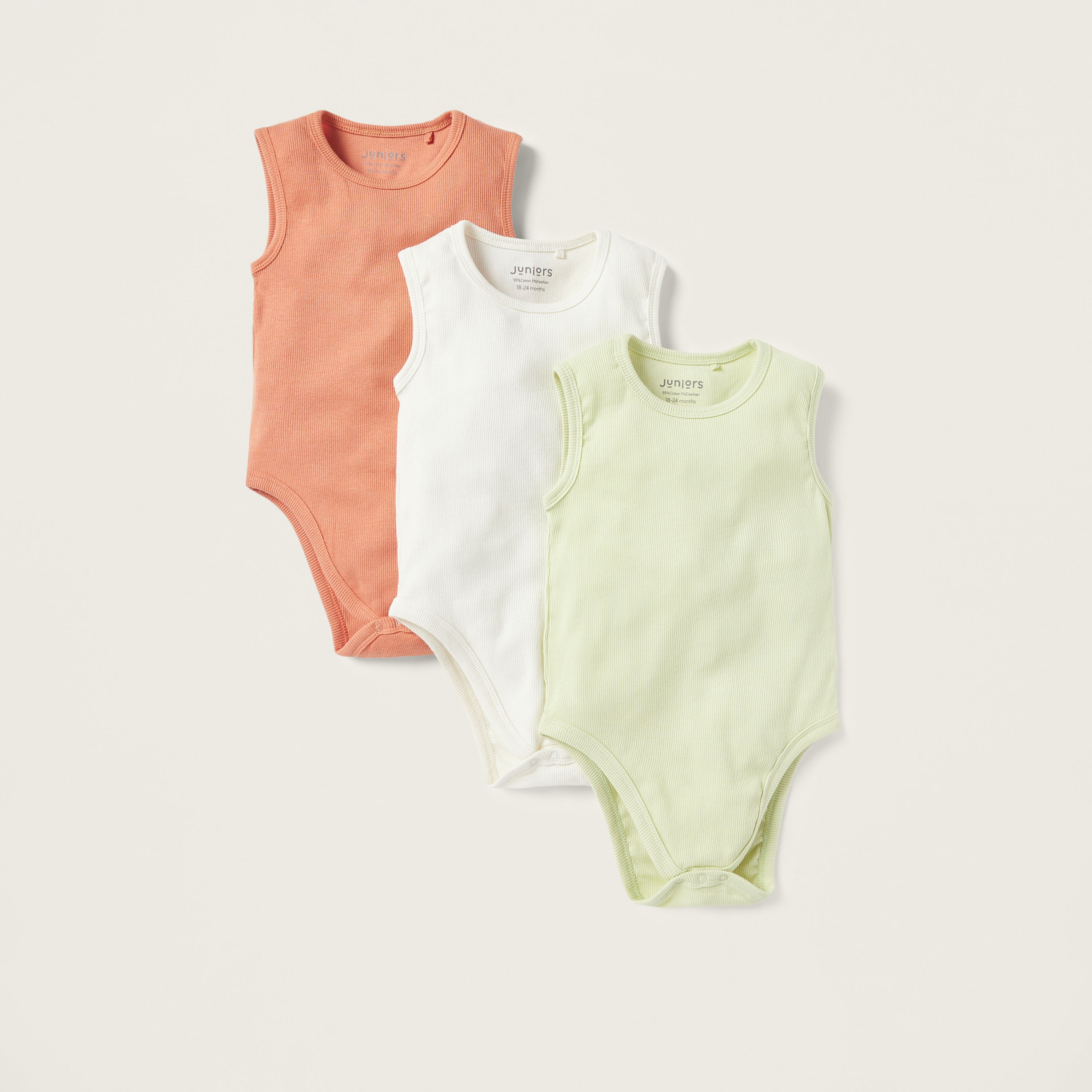Juniors Textured Bodysuit with Snap Button Closure - Set of 3-baby-boys-clothing-bodysuits-image-1