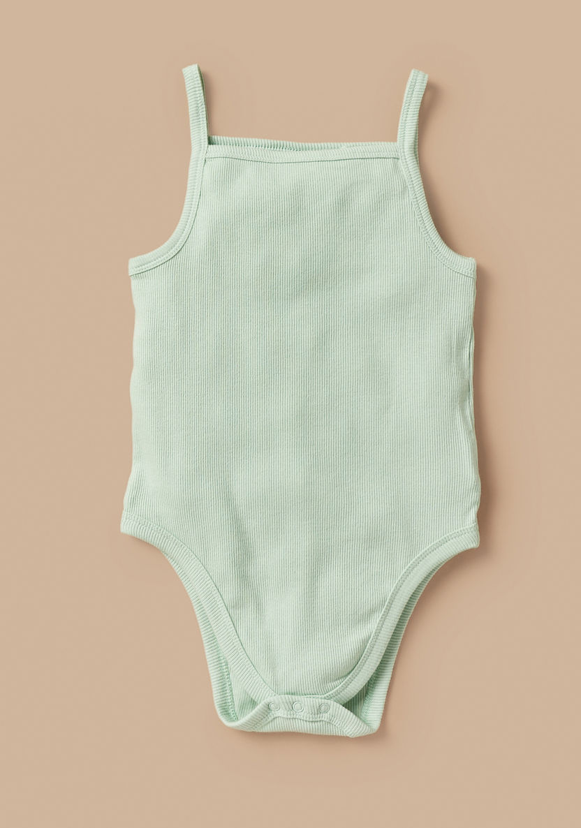 Juniors Textured Sleeveless Bodysuit with Snap Button Closure - Set of 3-Bodysuits-image-1