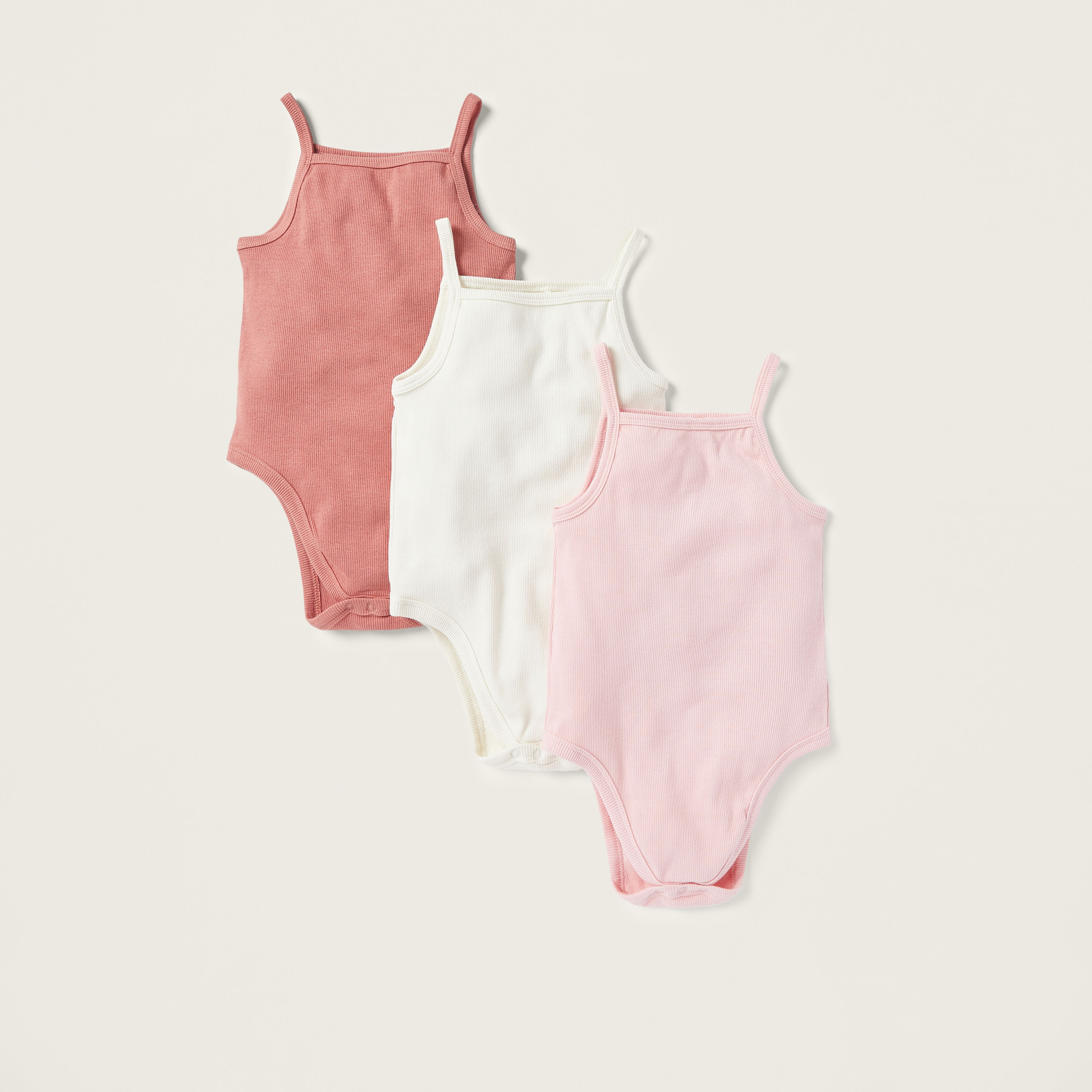 بودي سوت بارز الملمس دون أكمام بأزرار إغلاق كباسة من جونيورز - طقم من 3 قطع-baby-girls-clothing-bodysuits-image-1