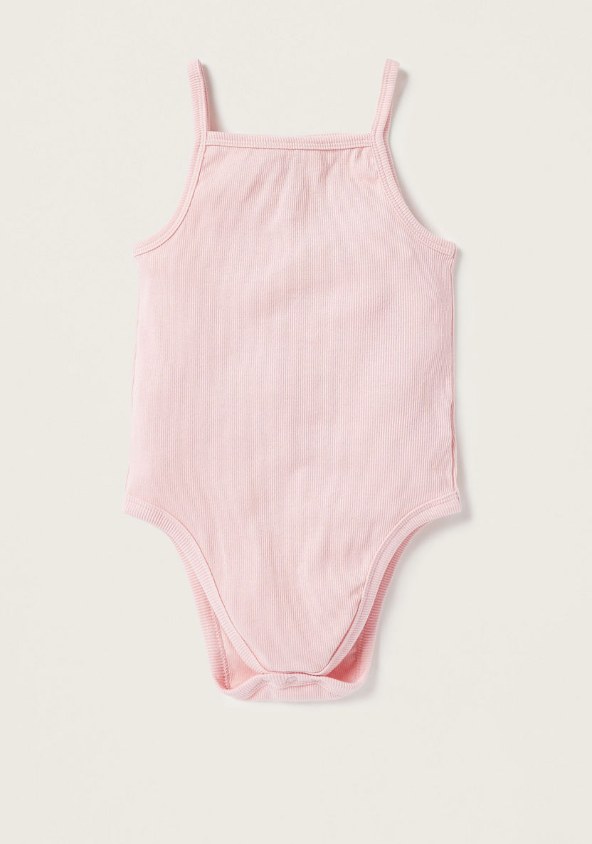 Juniors Textured Sleeveless Bodysuit with Snap Button Closure - Set of 3-Bodysuits-image-2