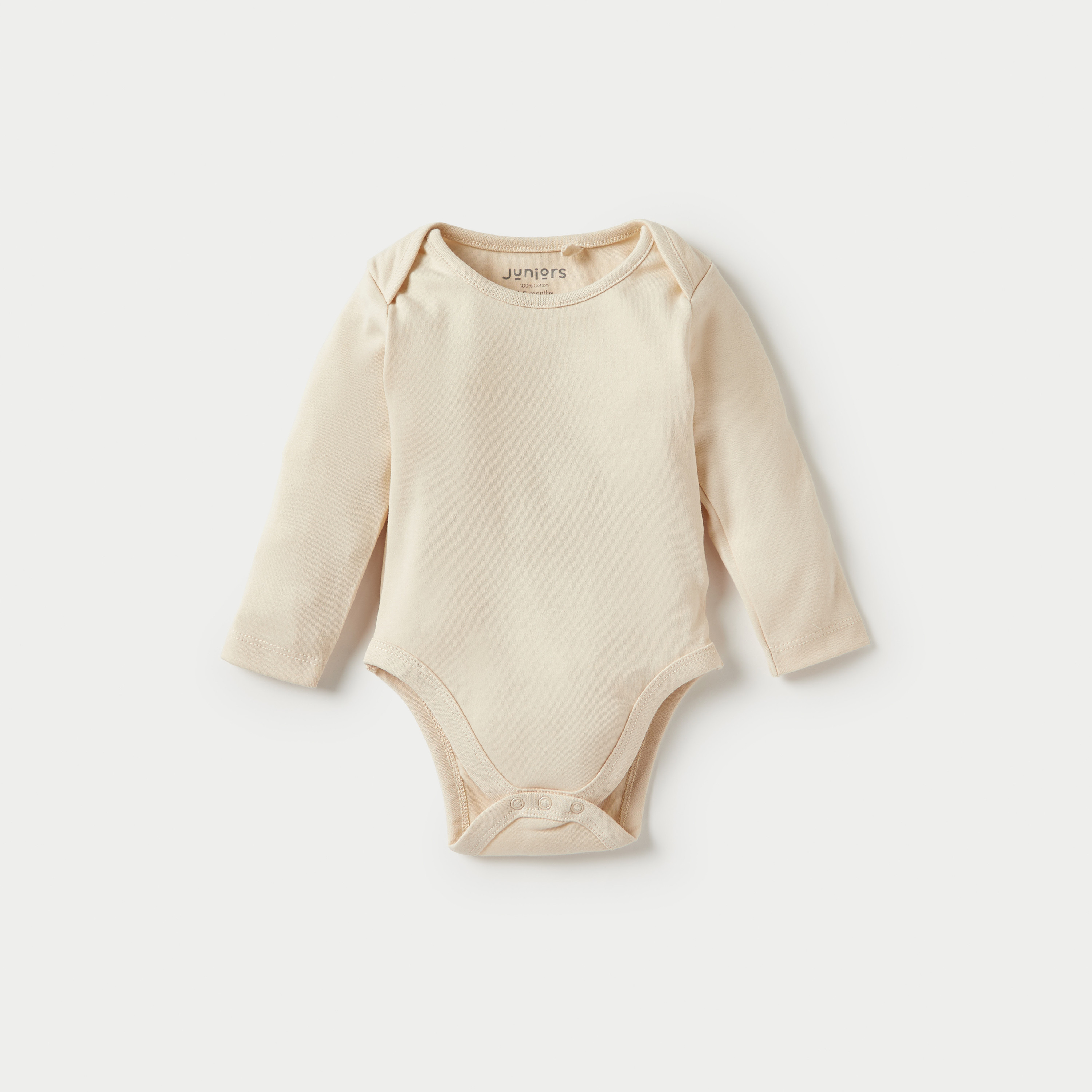 Juniors Solid Long Sleeves Bodysuit with Snap Button Closure - Set of 3-baby-boys-clothing-bodysuits-image-2