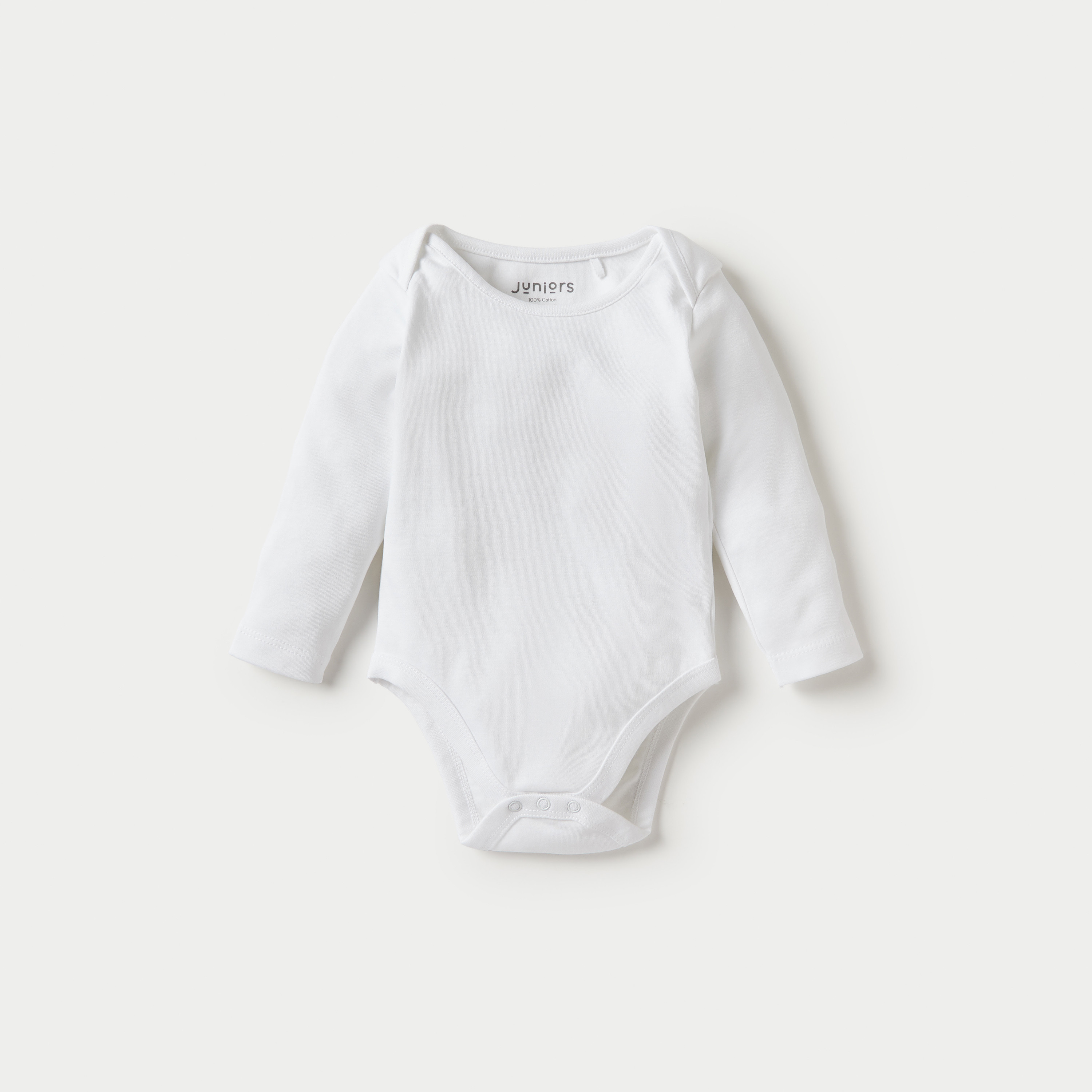 Juniors Solid Long Sleeves Bodysuit with Snap Button Closure - Set of 3-baby-boys-clothing-bodysuits-image-3
