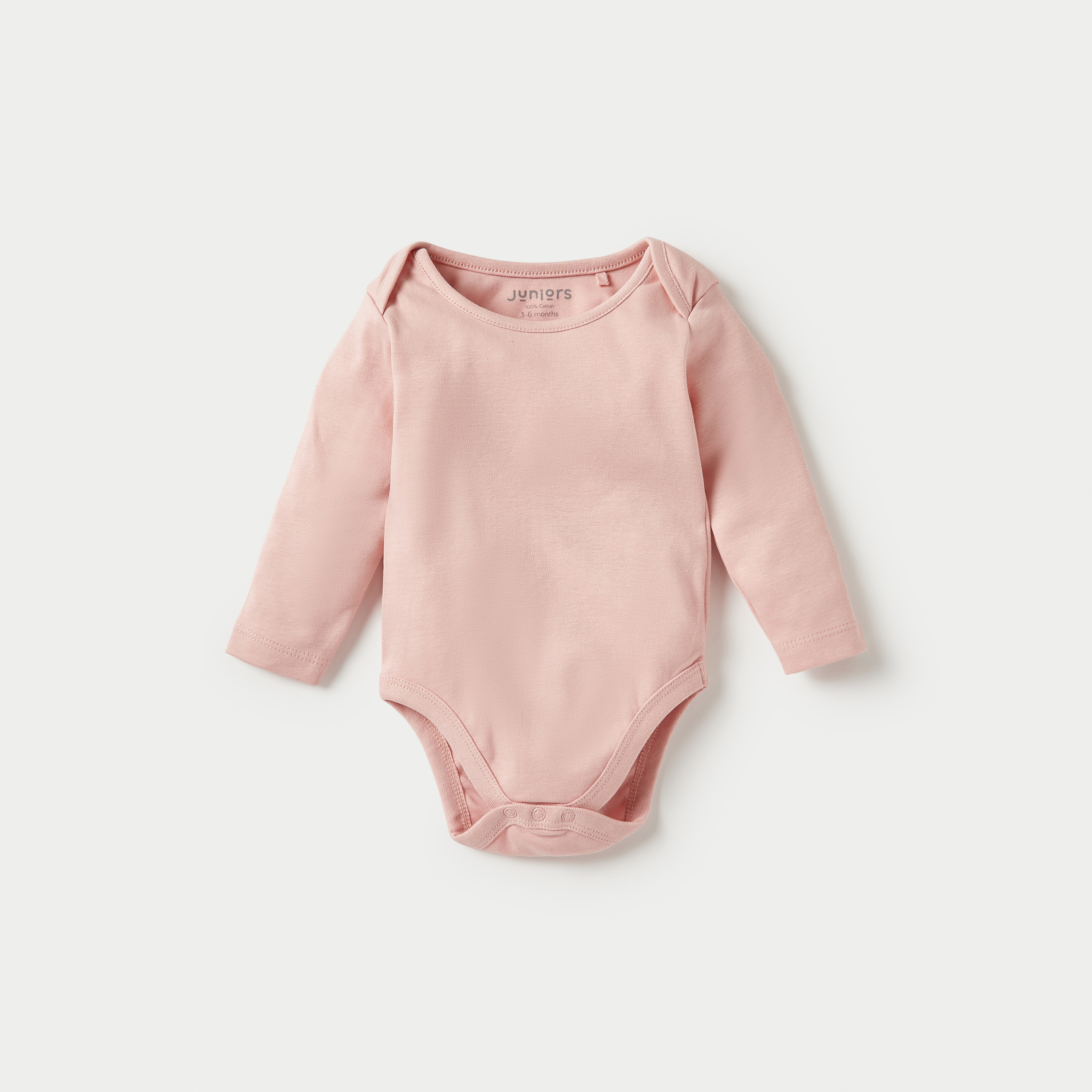 Juniors Solid Long Sleeves Bodysuit with Snap Button Closure - Set of 3-baby-boys-clothing-bodysuits-image-4