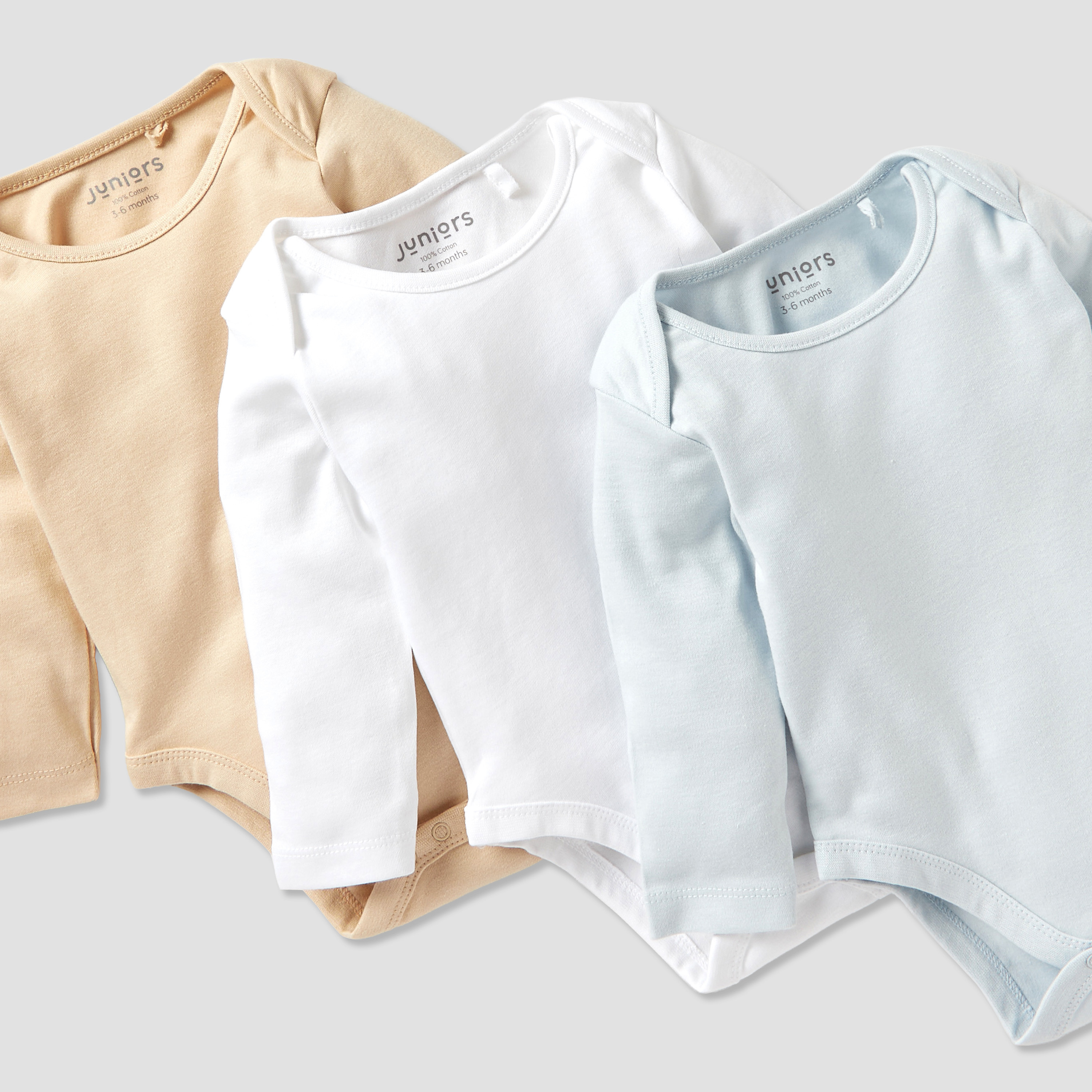 Juniors Solid Long Sleeves Bodysuit with Snap Button Closure - Set of 3-baby-girls-clothing-multipacks-image-5