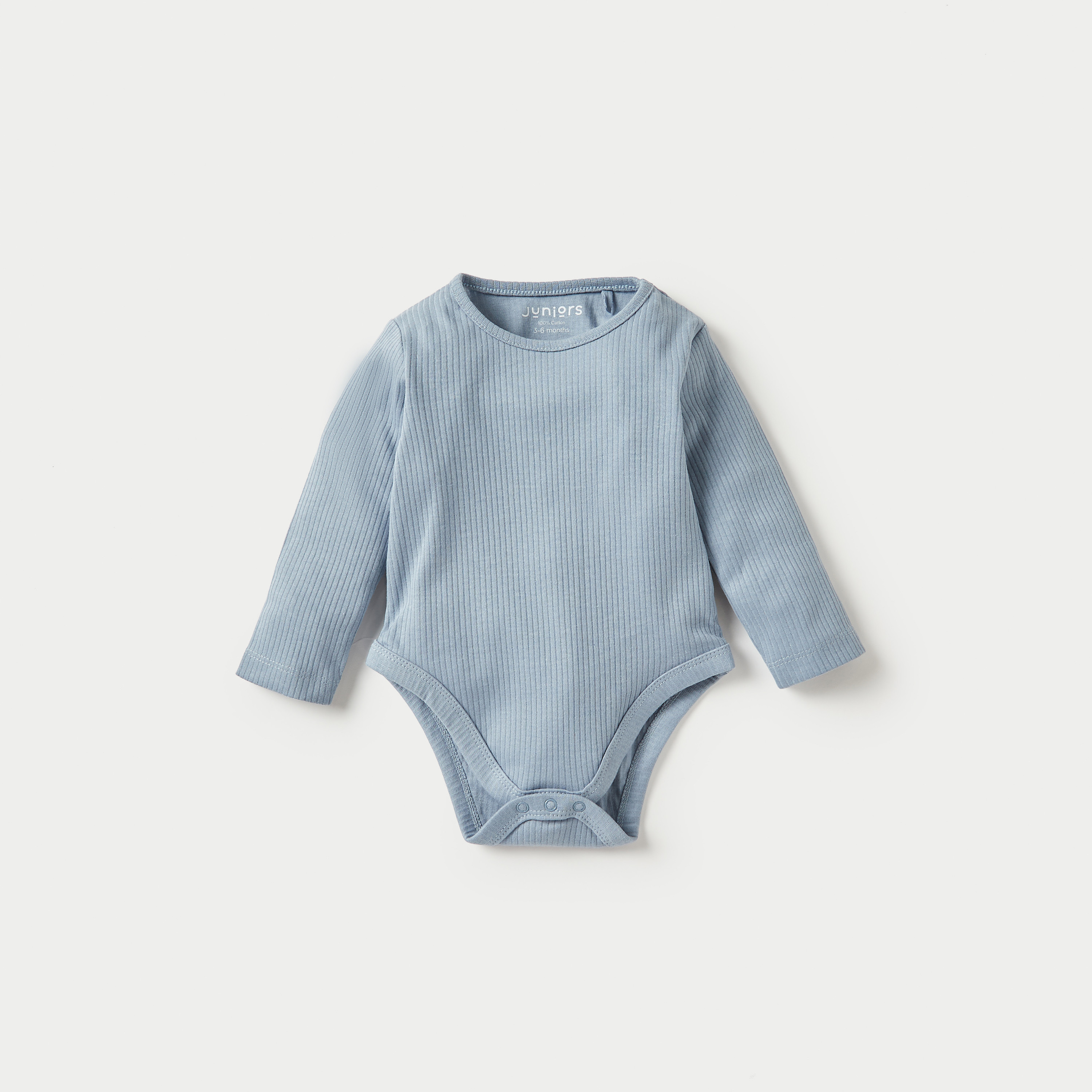 Juniors Ribbed Long Sleeves Bodysuit with Snap Button Closure - Set of 3-baby-boys-clothing-multipacks-image-2