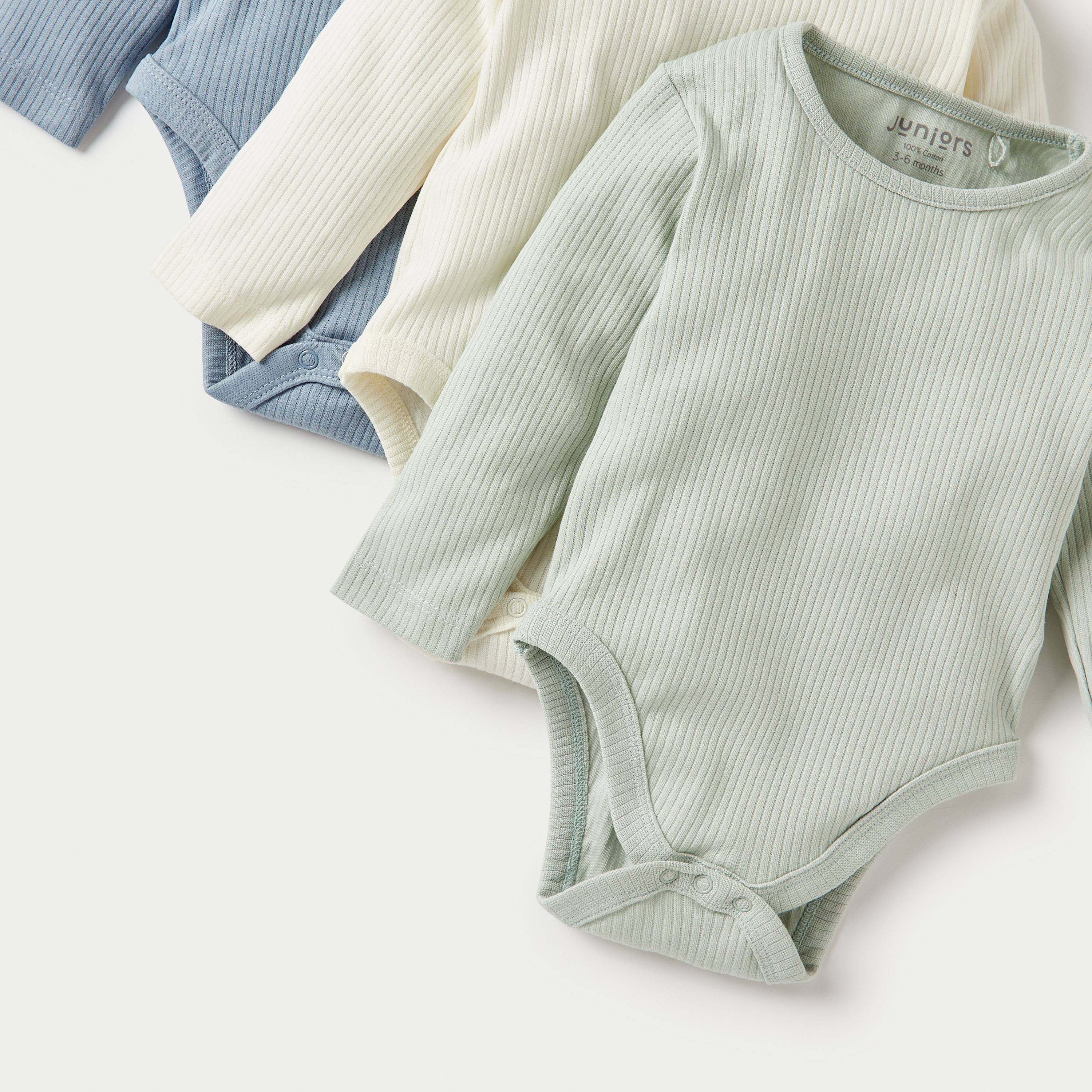 Juniors Ribbed Long Sleeves Bodysuit with Snap Button Closure - Set of 3-baby-boys-clothing-multipacks-image-6