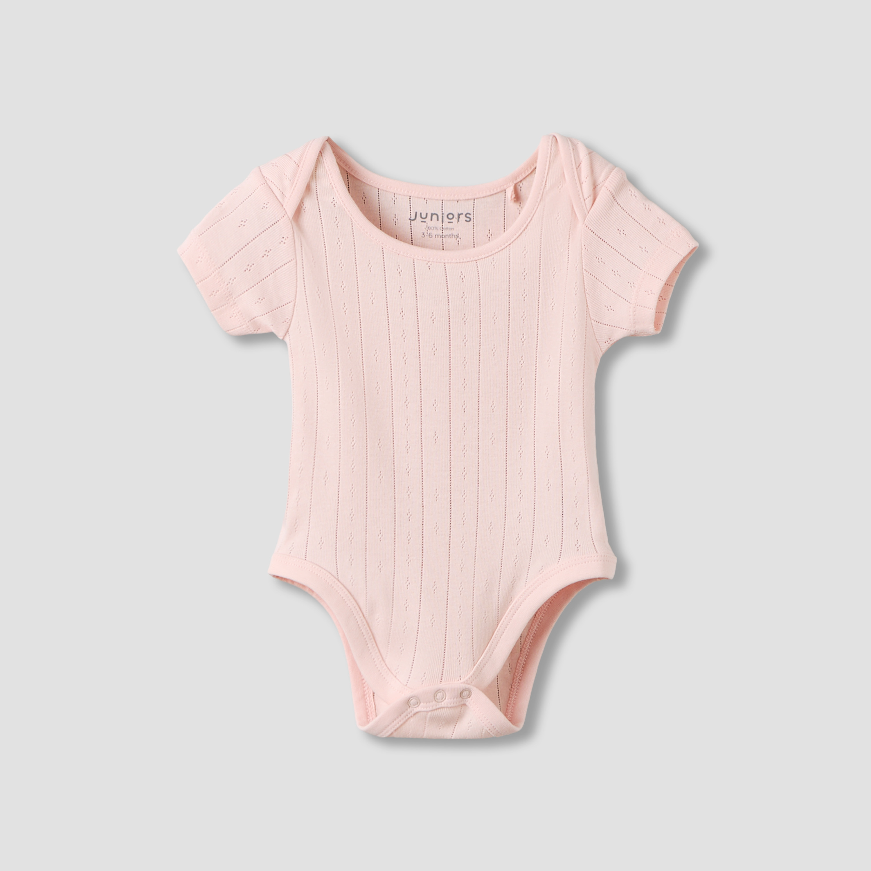 Juniors Pointelle Textured Bodysuit with Short Sleeves and Button Closure - Set of 5-baby-girls-clothing-bodysuits-image-6
