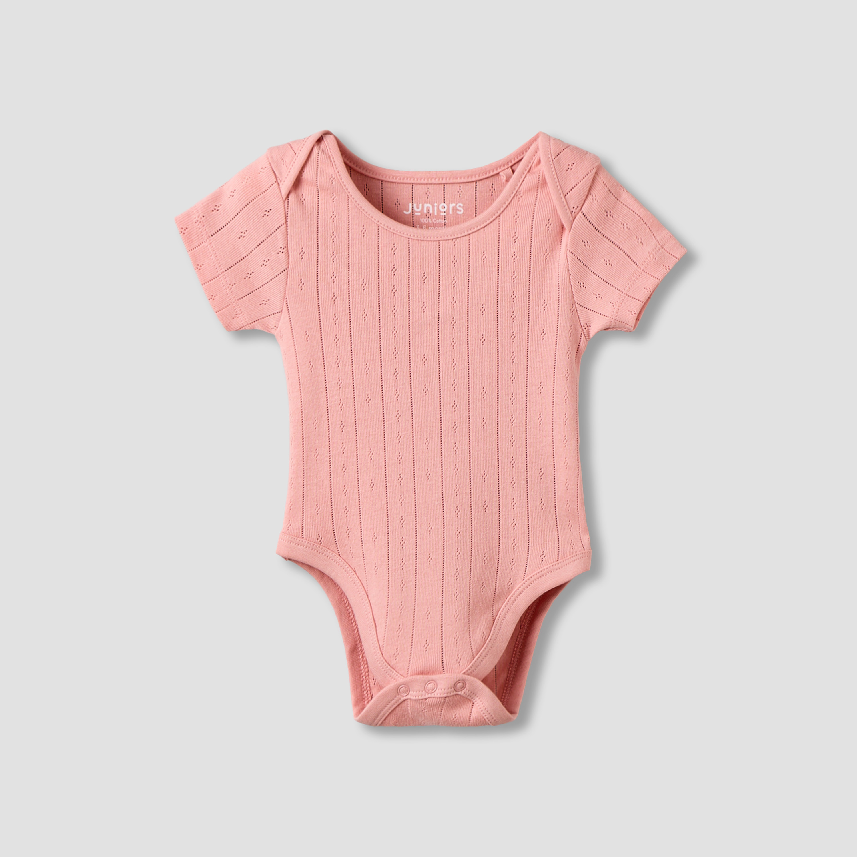 Juniors Pointelle Textured Bodysuit with Short Sleeves and Button Closure - Set of 5-baby-girls-clothing-bodysuits-image-7