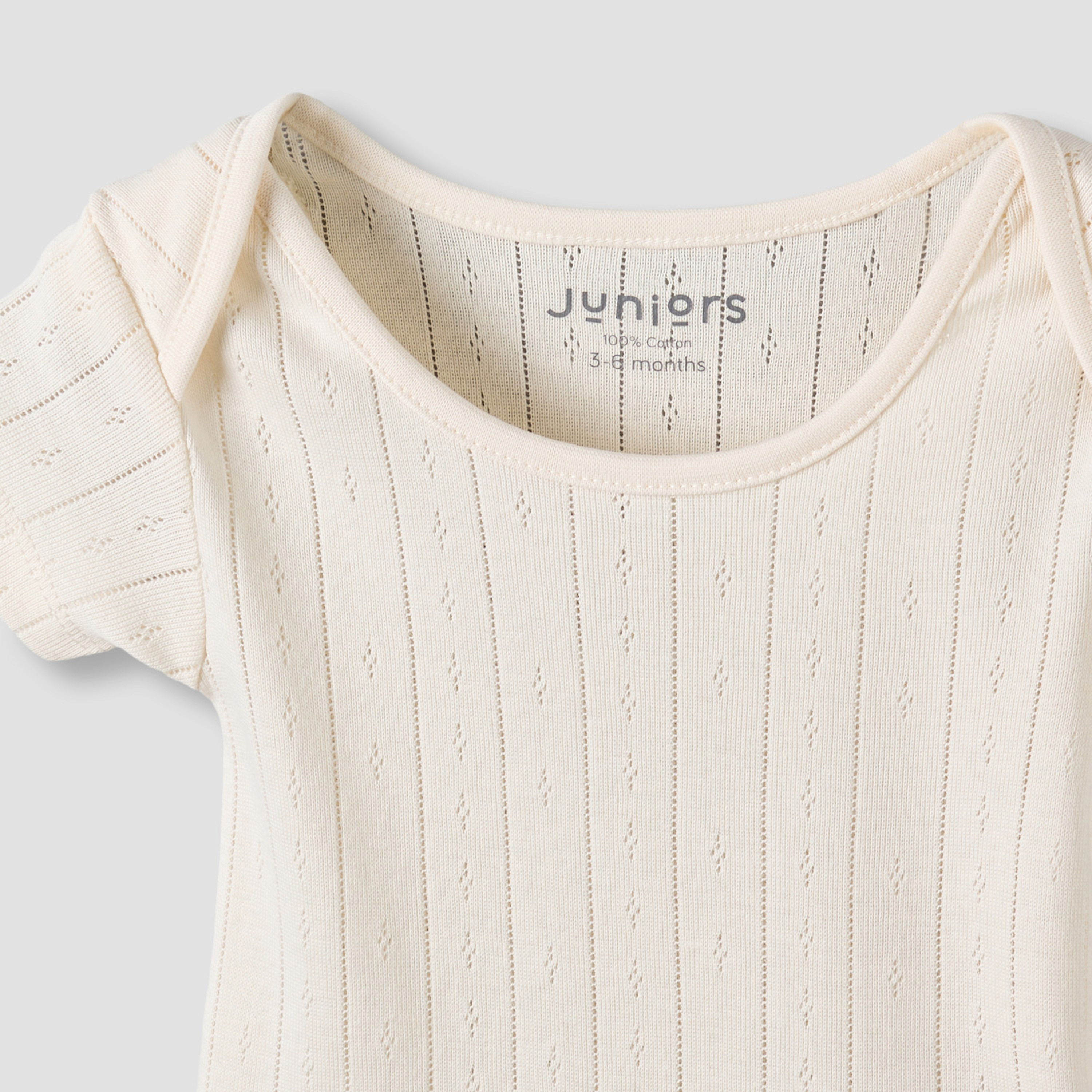 Juniors Pointelle Textured Bodysuit with Short Sleeves and Button Closure - Set of 5-baby-girls-clothing-bodysuits-image-8