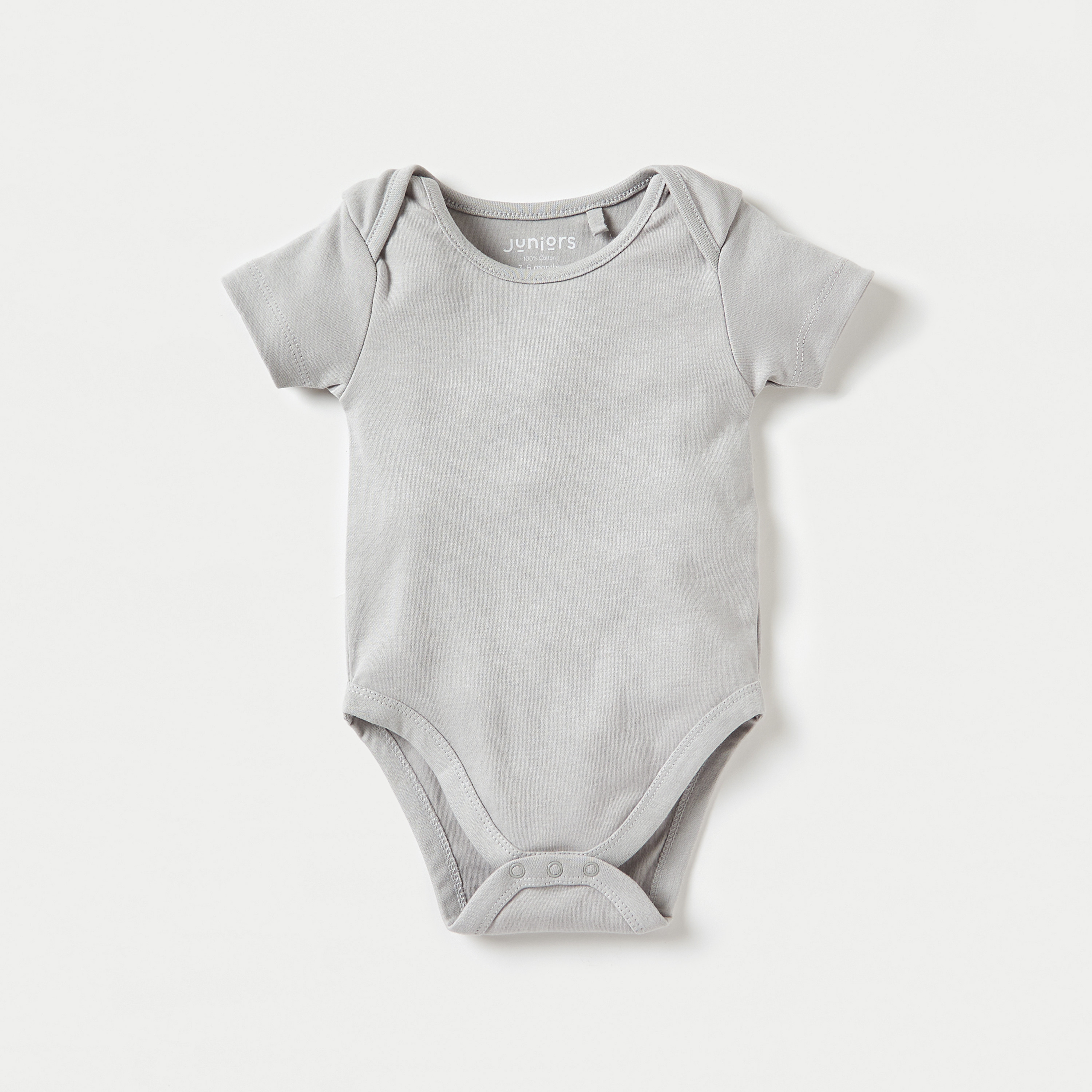 Juniors Solid Short Sleeves Bodysuit with Snap Button Closure - Set of 5-baby-boys-clothing-bodysuits-image-2