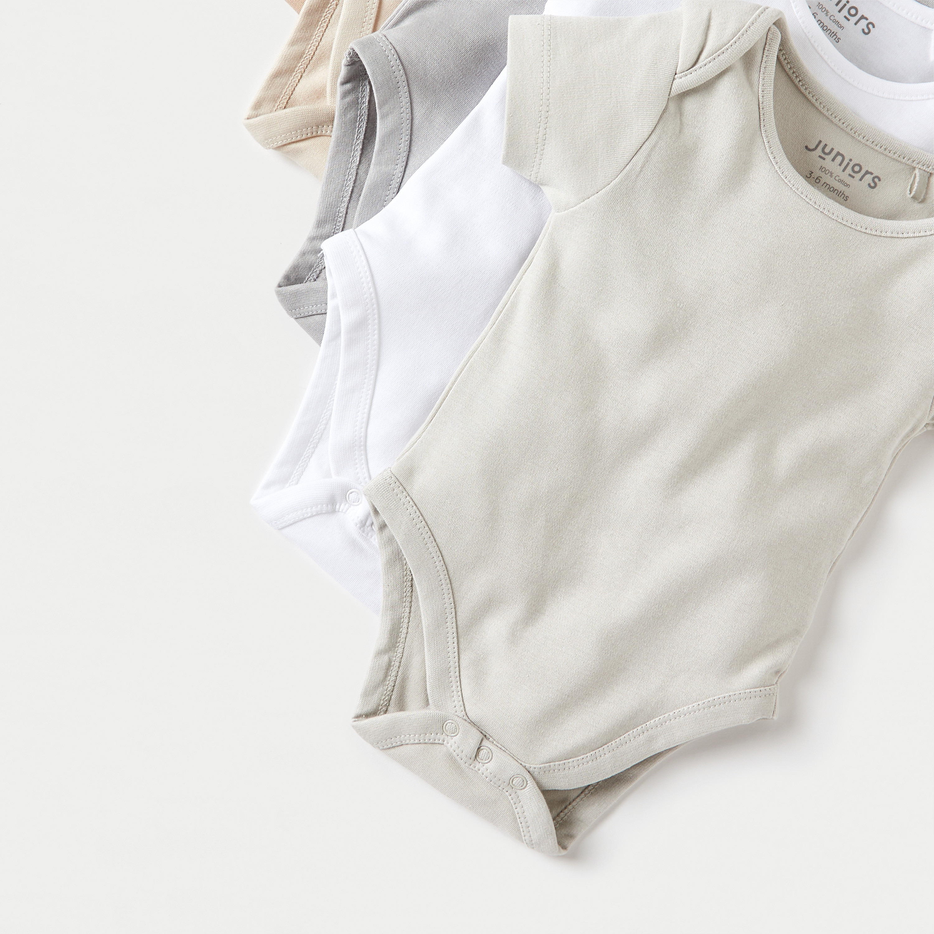 Juniors Solid Short Sleeves Bodysuit with Snap Button Closure - Set of 5-baby-boys-clothing-bodysuits-image-5