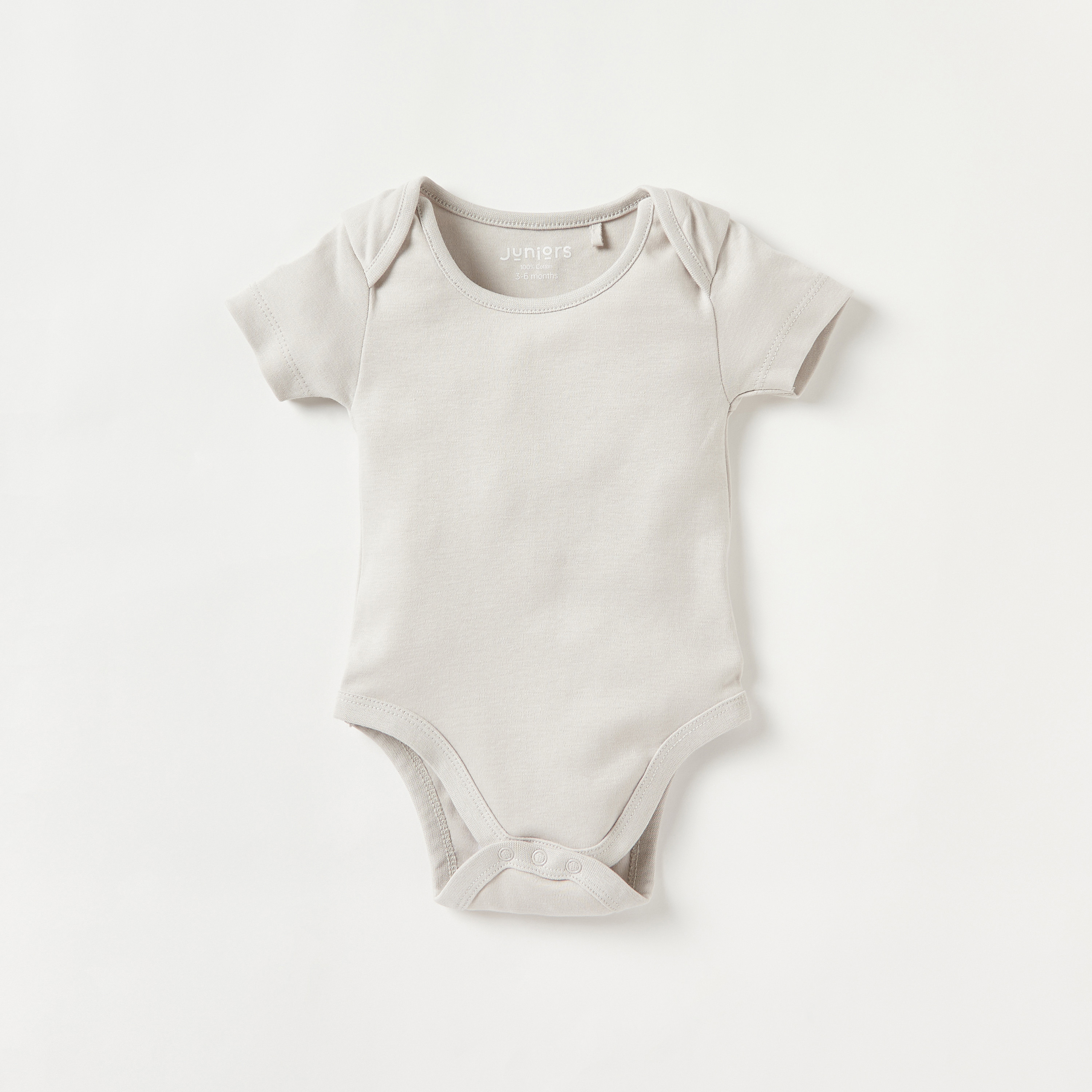 Juniors Solid Bodysuit with Short Sleeves and Button Closure - Set of 5-baby-girls-clothing-bodysuits-image-2