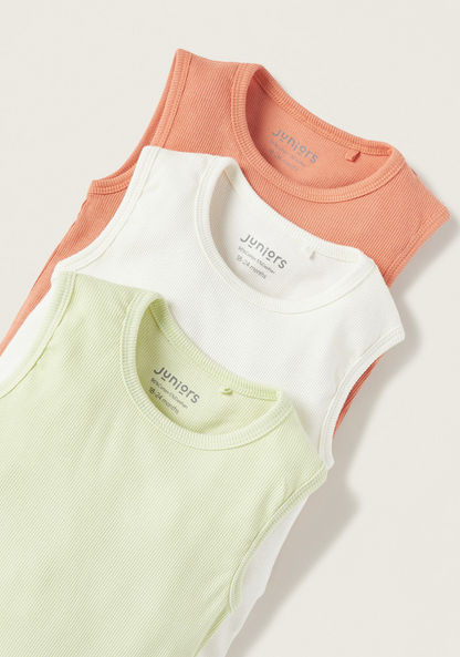 Juniors Textured Sleeveless Bodysuit with Snap Button Closure - Set of 3-Bodysuits-image-4