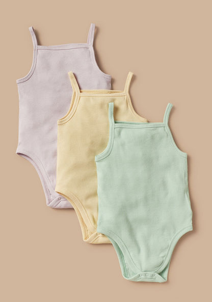 Juniors Textured Sleeveless Bodysuit with Snap Button Closure - Set of 3-Bodysuits-image-0
