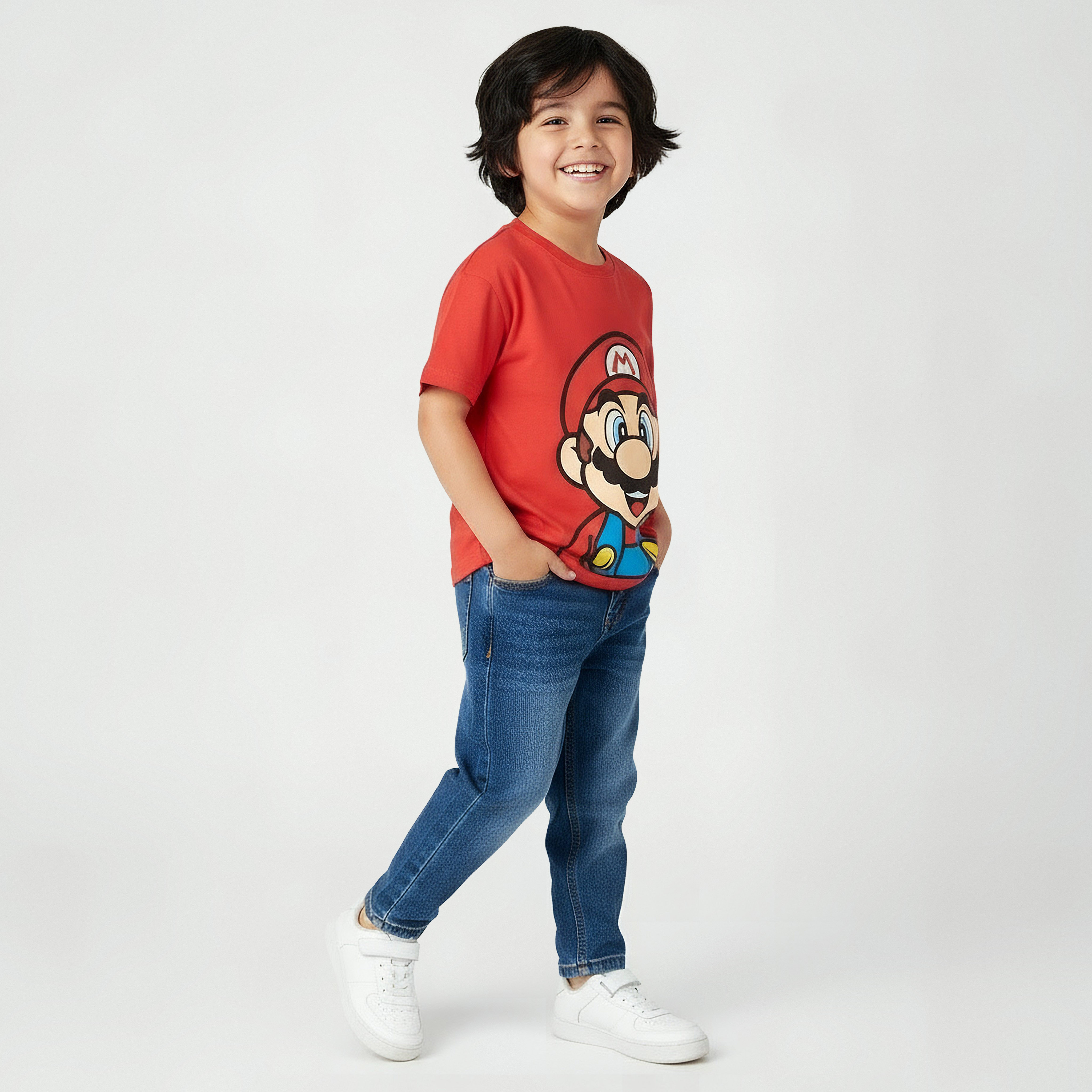 تيشيرت بياقة ضيقة وأكمام قصيرة وطبعات سوبر ماريو من نينتيندو-boys-clothing-tshirtsandpolos-image-2