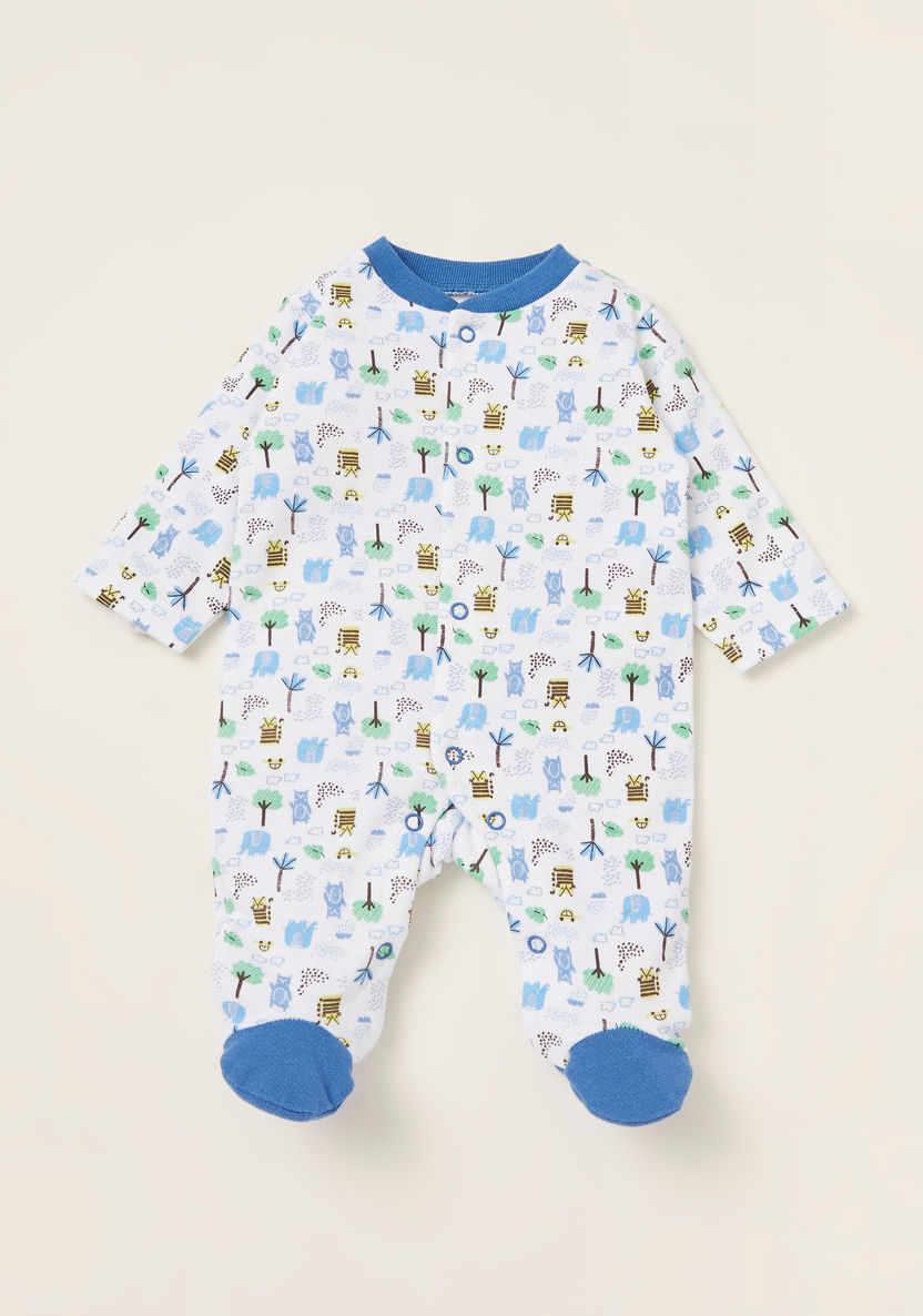 Juniors Printed Sleepsuit with Long Sleeves - Set of 3-Sleepsuits-image-2
