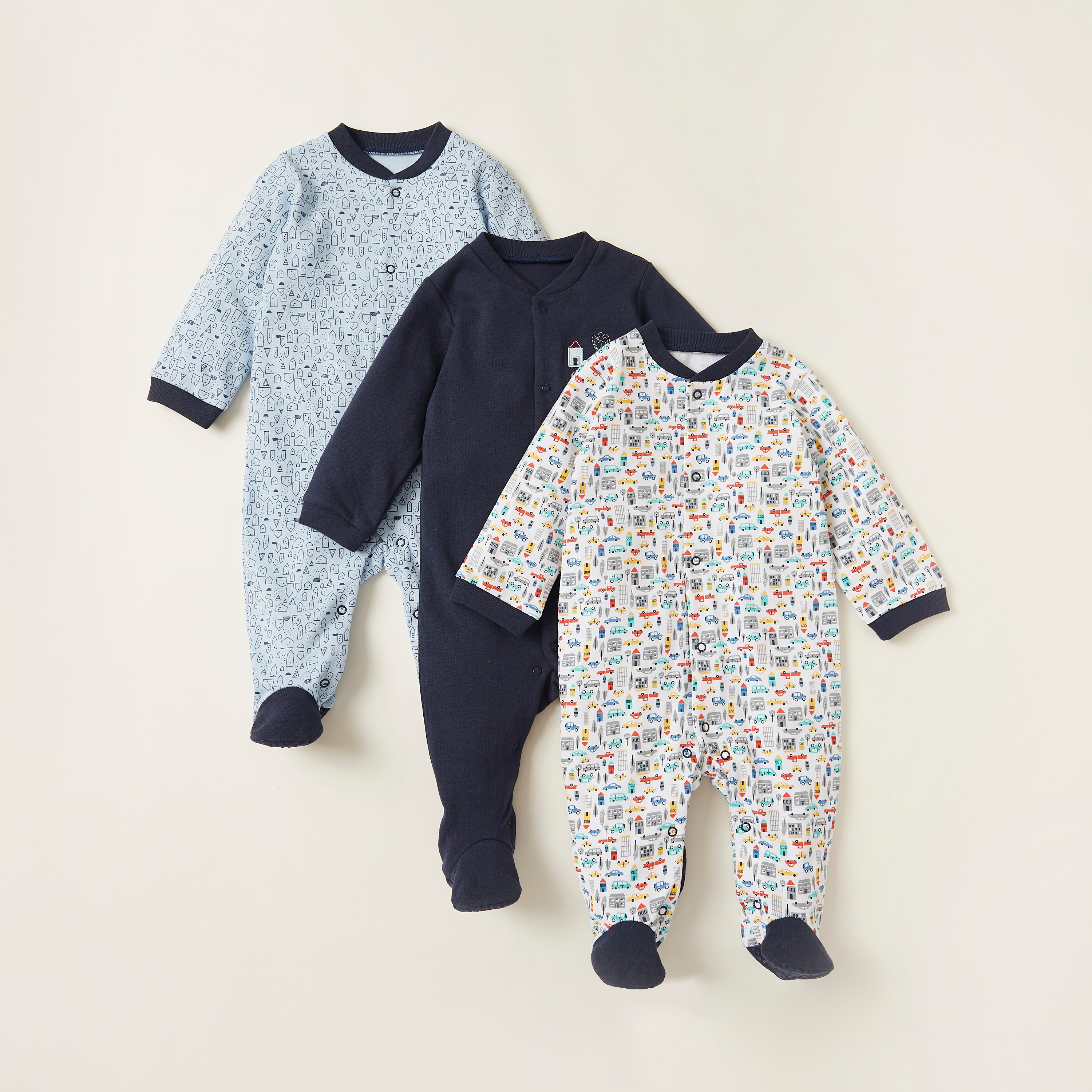Juniors Printed Sleepsuit - Set of 3-baby-boys-clothing-nightwear-sleepsuits-image-1