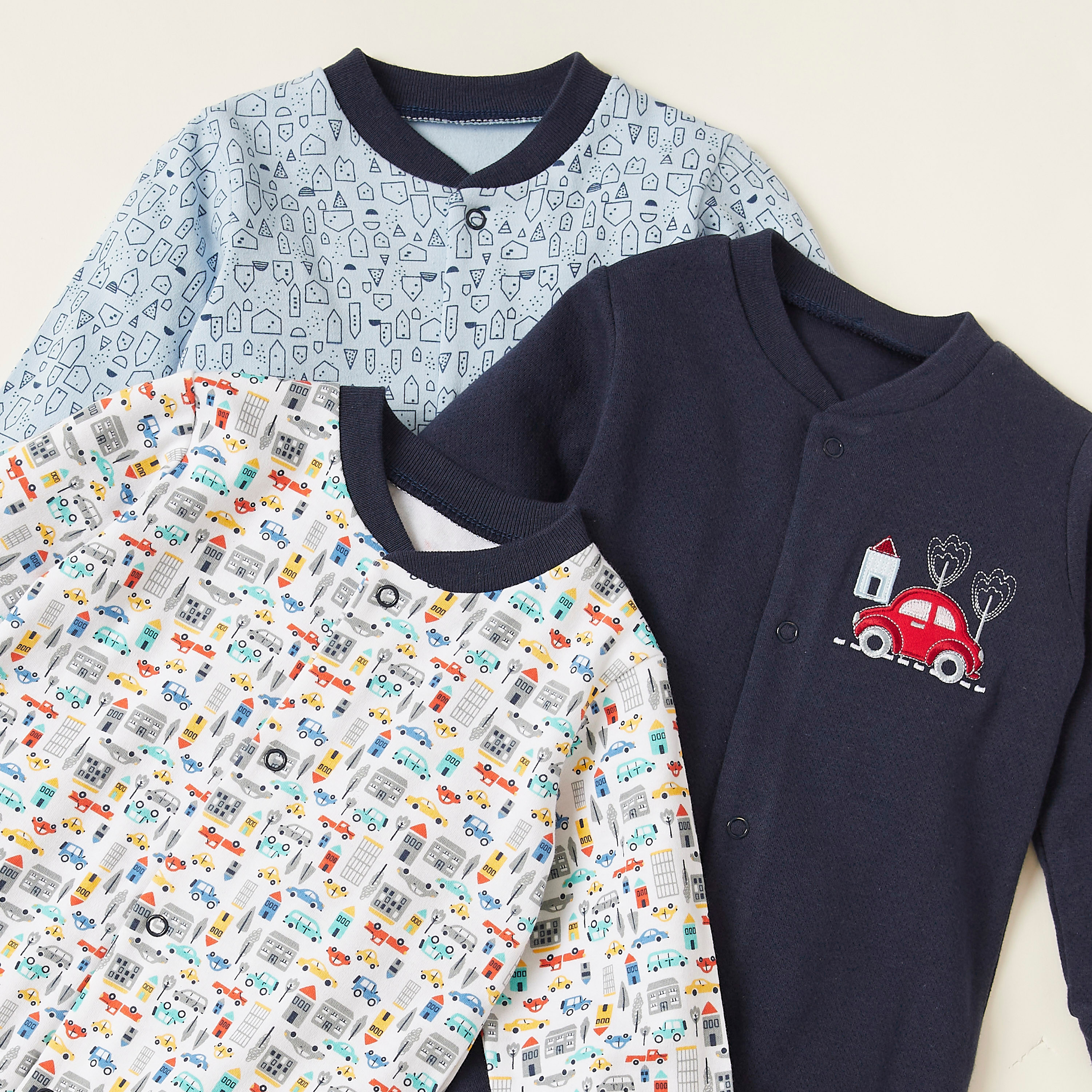 Juniors Printed Sleepsuit - Set of 3-baby-boys-clothing-nightwear-sleepsuits-image-5
