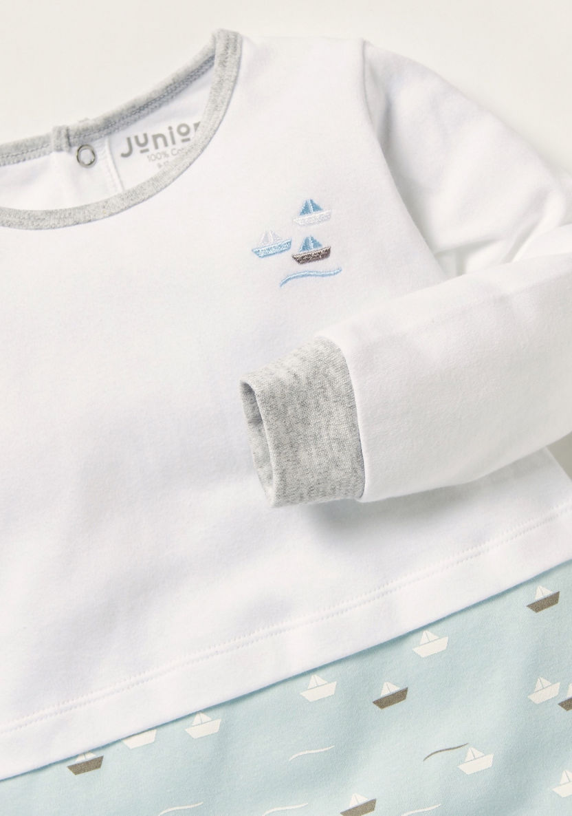 Juniors Printed Sleepsuit with Long Sleeves-Sleepsuits-image-1