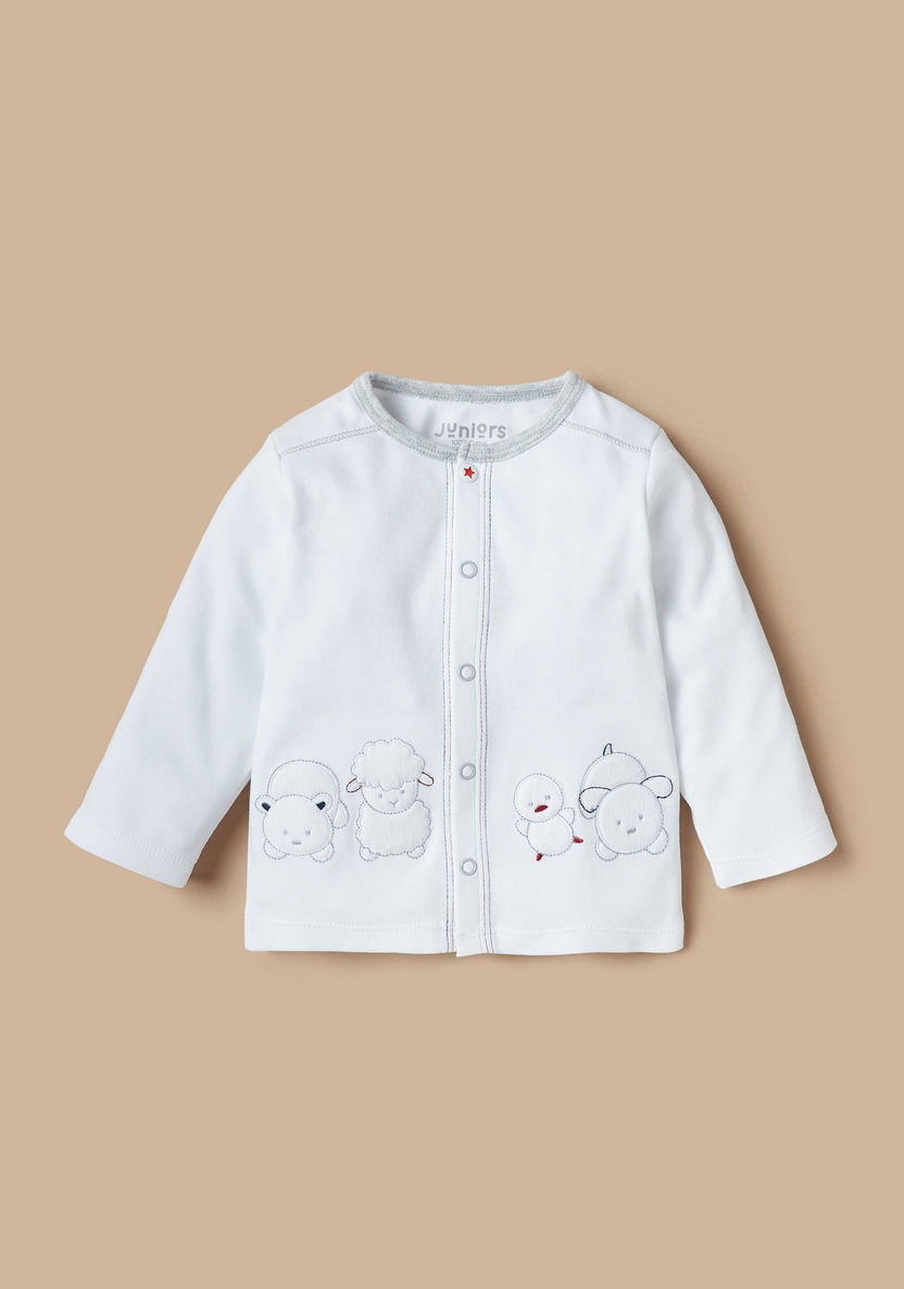 Juniors Applique Detail Shirt and Printed Pyjama Set-Pyjama Sets-image-1