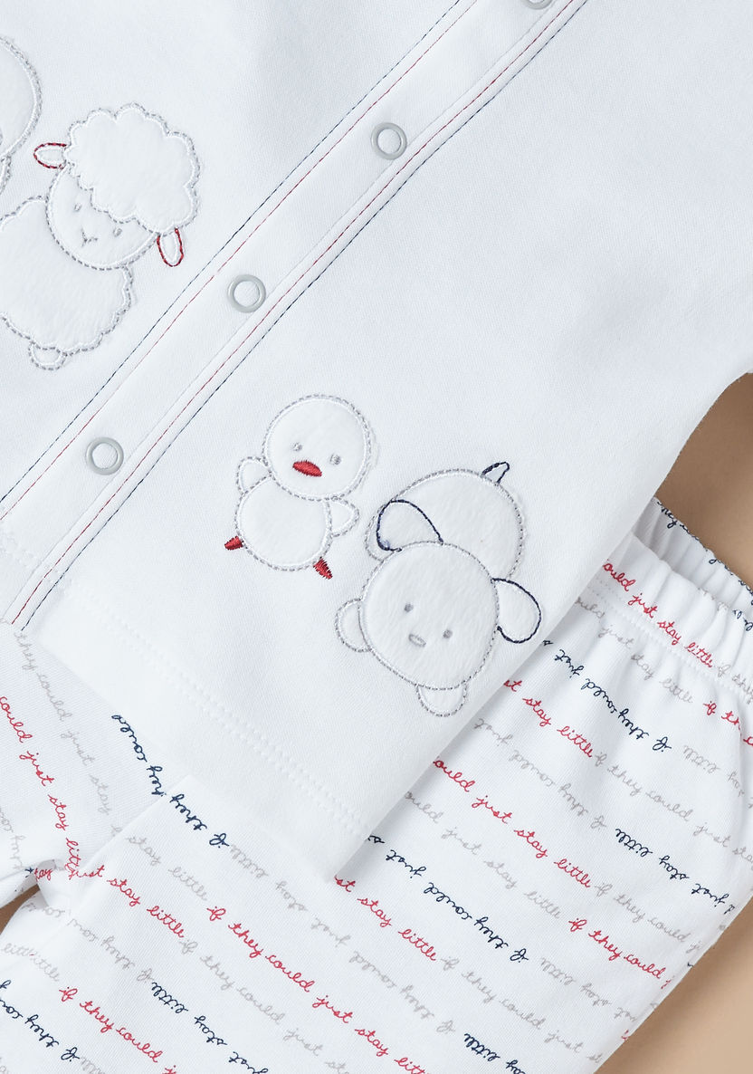 Juniors Applique Detail Shirt and Printed Pyjama Set-Pyjama Sets-image-3