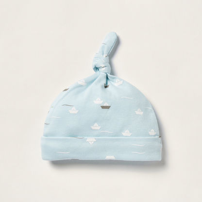 Juniors Printed Beanie Cap with Knot Detail