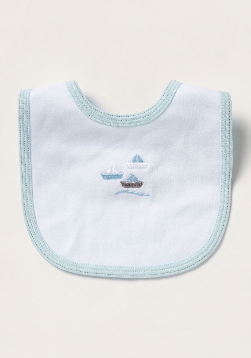 Juniors Sailboat Embroidered Bib with Snap Button Closure-Bibs and Burp Cloths-image-0