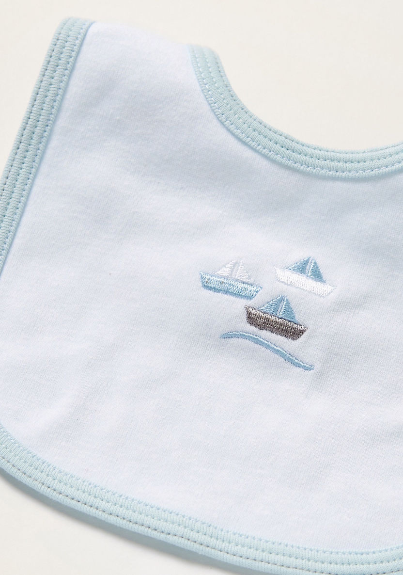 Juniors Sailboat Embroidered Bib with Snap Button Closure-Bibs and Burp Cloths-image-1