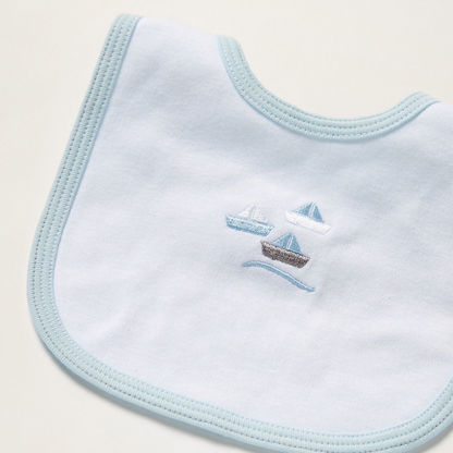 Juniors Sailboat Embroidered Bib with Snap Button Closure