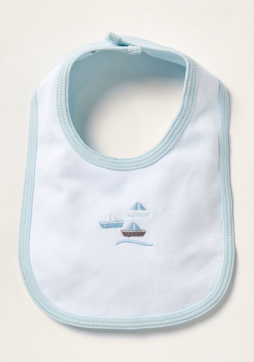 Juniors Sailboat Embroidered Bib with Snap Button Closure-Bibs and Burp Cloths-image-2