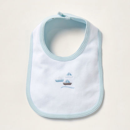Juniors Sailboat Embroidered Bib with Snap Button Closure
