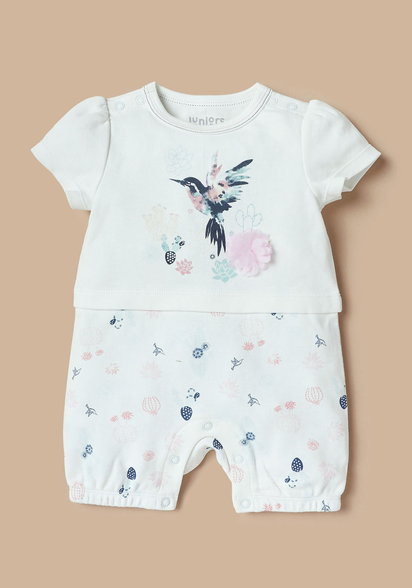 Juniors Bird Print Romper with Button Closure-Rompers%2C Dungarees and Jumpsuits-image-0