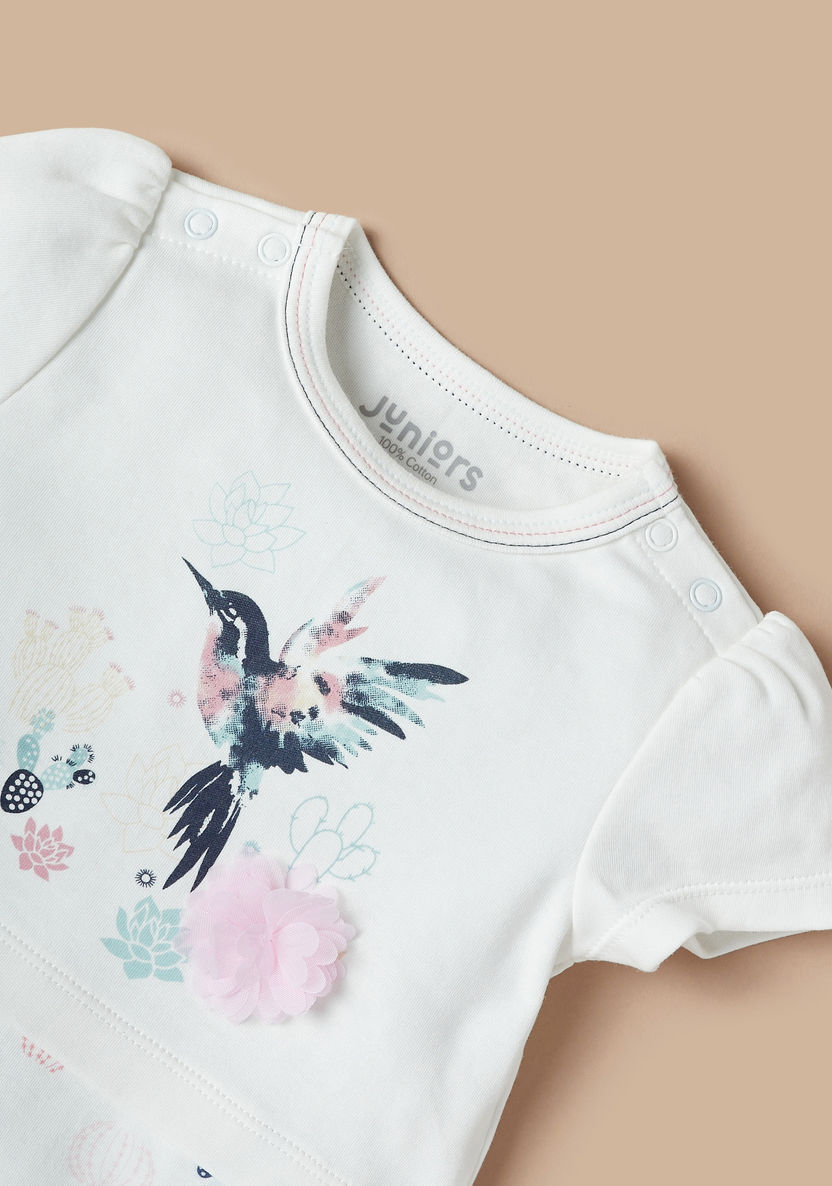 Juniors Bird Print Romper with Button Closure-Rompers%2C Dungarees and Jumpsuits-image-1
