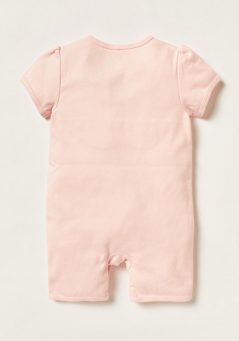 Juniors Bow Accented Romper with Round Neck and Short Sleeves-Rompers, Dungarees & Jumpsuits-image-2