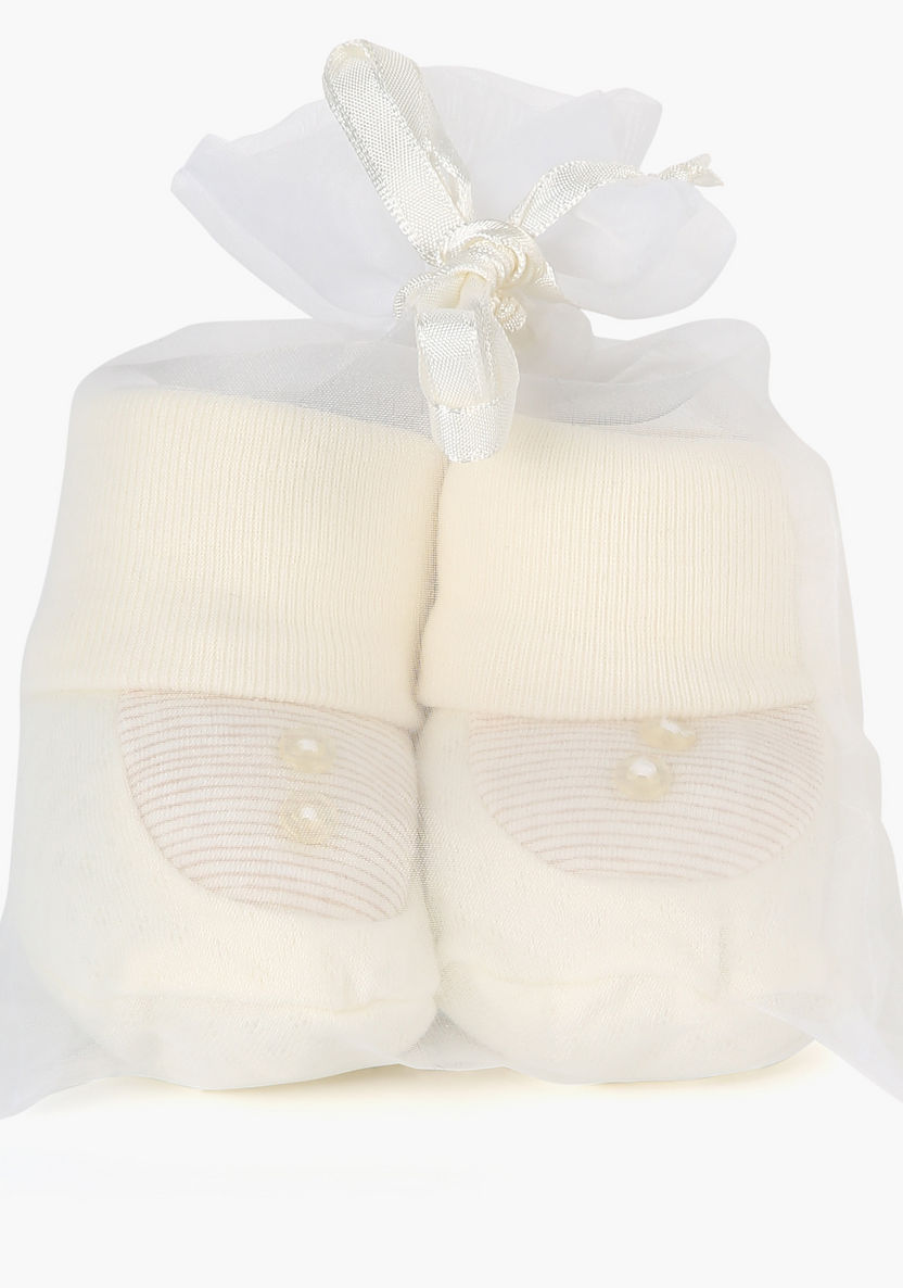 Juniors Striped  Booties with Pearl Detail-Booties-image-3