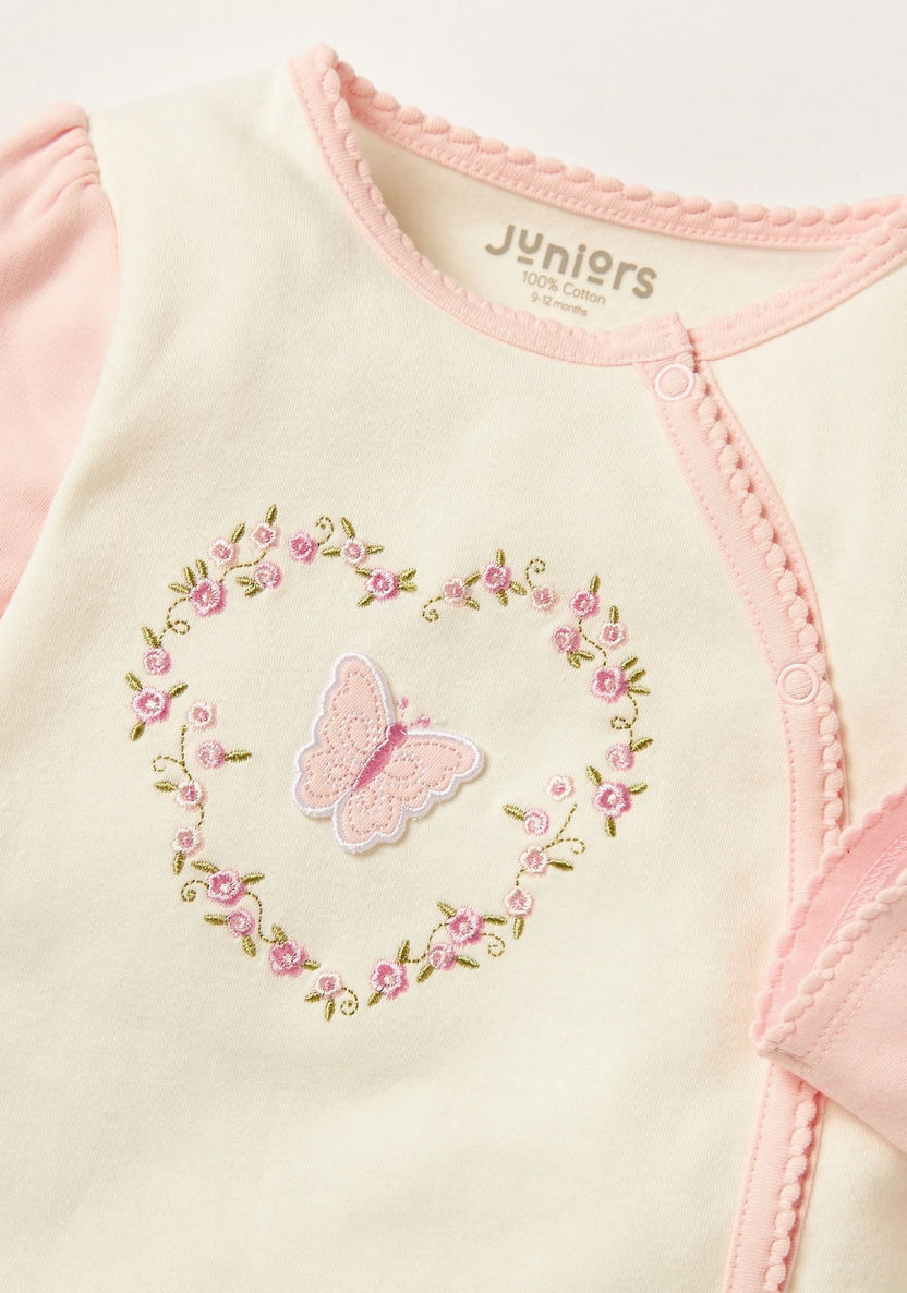 Juniors Embroidered Sleepsuit with Long Sleeves-Sleepsuits-image-1