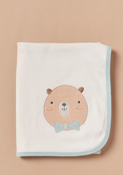 Juniors Bear Detail Sleepsuit with Bib and Blanket-Clothes Sets-image-2