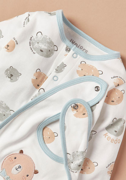 Juniors Bear Detail Sleepsuit with Bib and Blanket-Clothes Sets-image-4